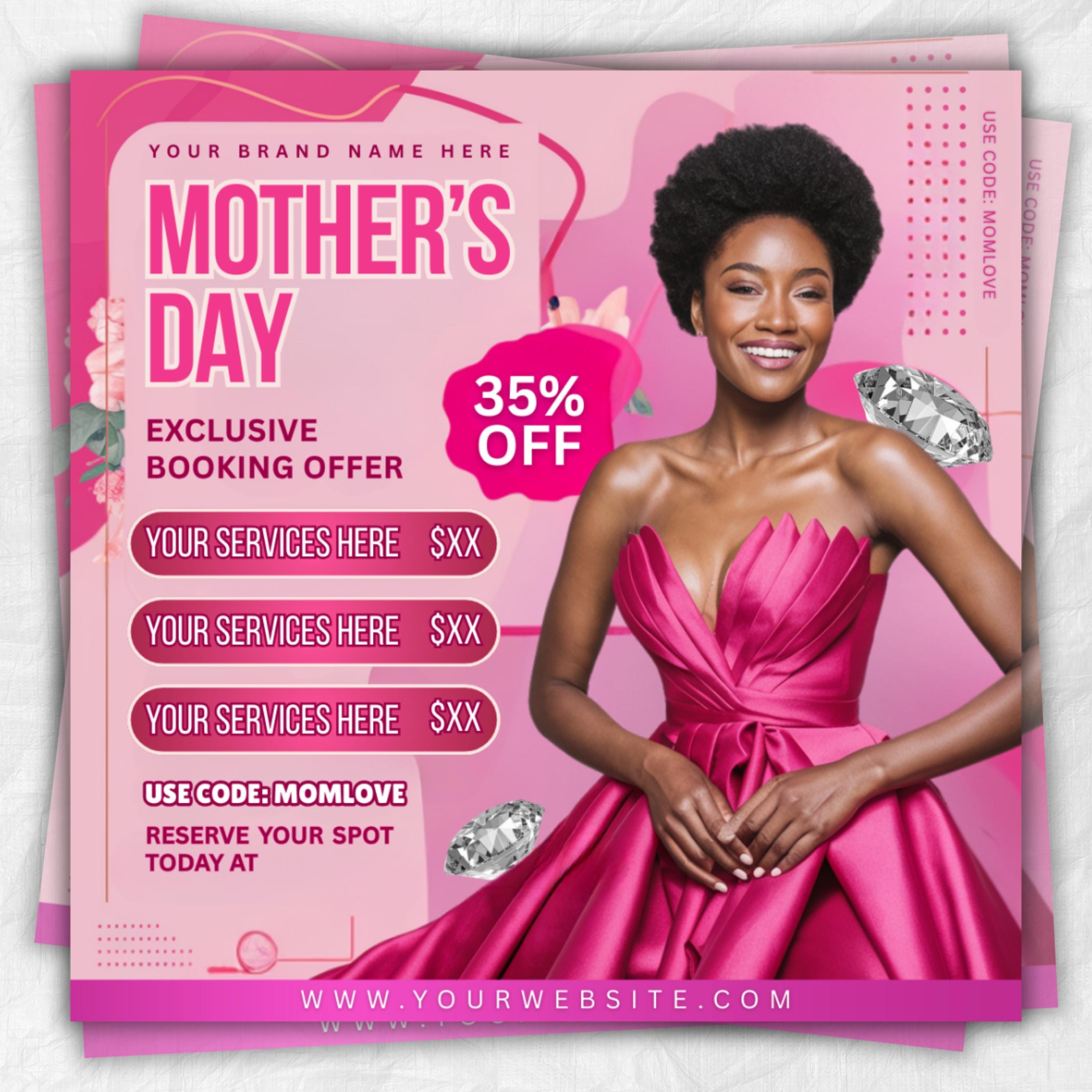 Mother's Day Booking Flyer, DIY Flyer Template, May Bookings flyer, Mother's Day Lash, May Wig, May Nails, May Braids Makeup Nails Lash
