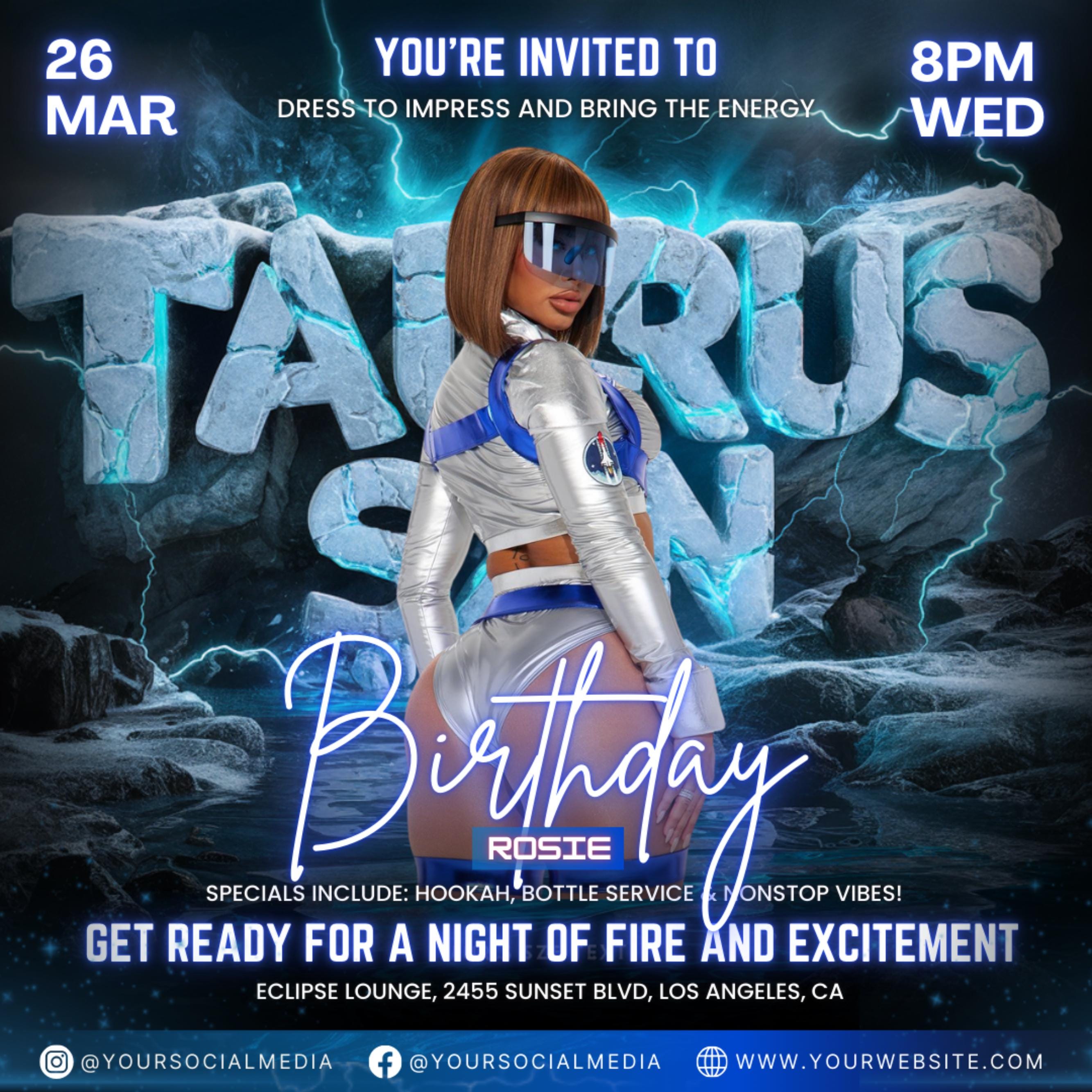 Taurus Season Party Flyer bundle, Birthday Szn Flyer,Taurus Invitation Flyer Taurus Birthday Event,Social Media Flyer,Premade Flyer Template