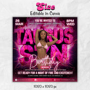 Taurus Season Party Flyer bundle, Birthday Szn Flyer,Taurus Invitation Flyer Taurus Birthday Event,Social Media Flyer,Premade Flyer Template
