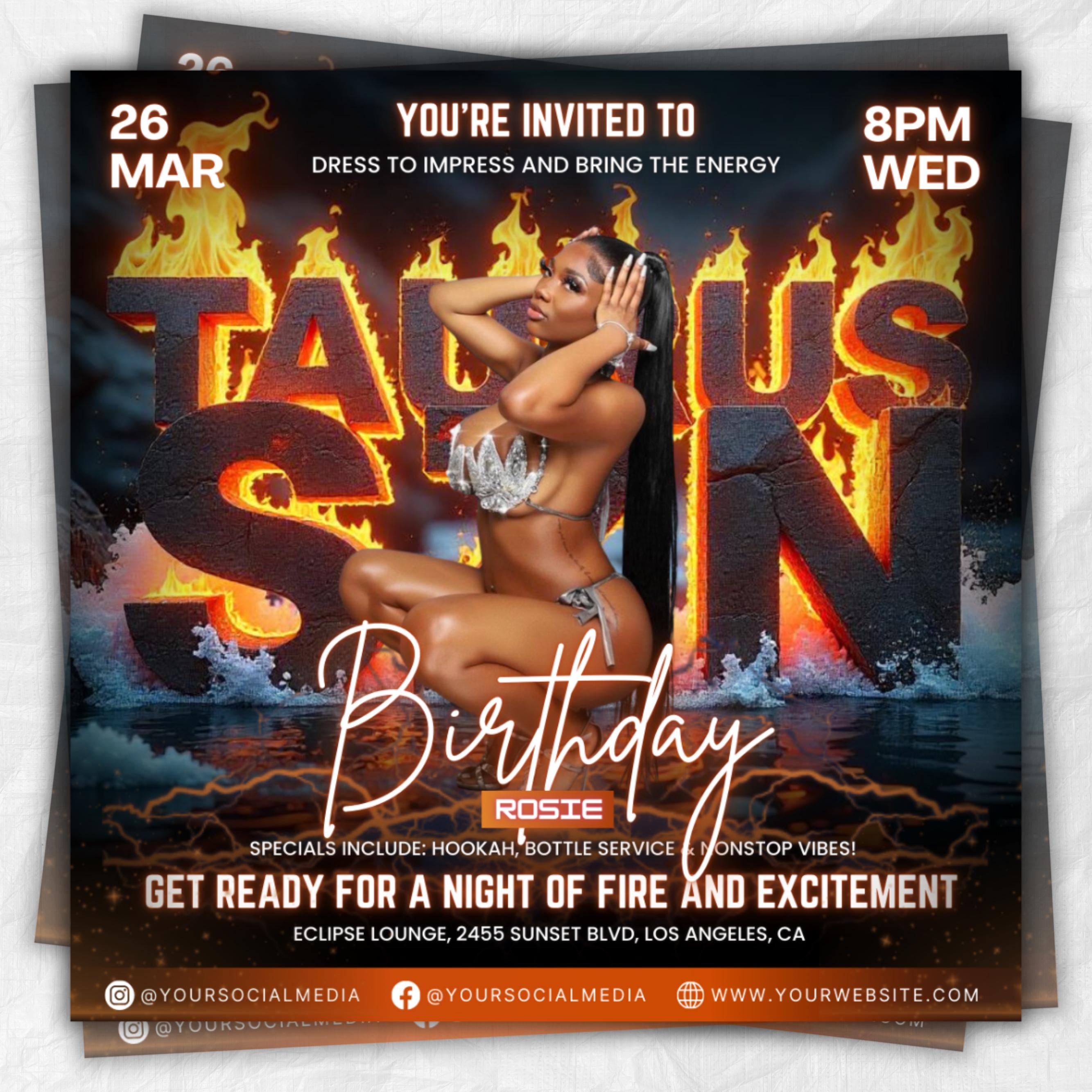 Taurus Season Party Flyer, Birthday Szn Flyer, Taurus Invitation Flyer Taurus Birthday Event, Social Media Flyer, Premade Flyer Template