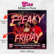 Freaky Friday Party Flyer, Editable Friday party Flyer, DJ Nightclub Party, Adult Party Flyer, Social Media Canva Template, Instant download
