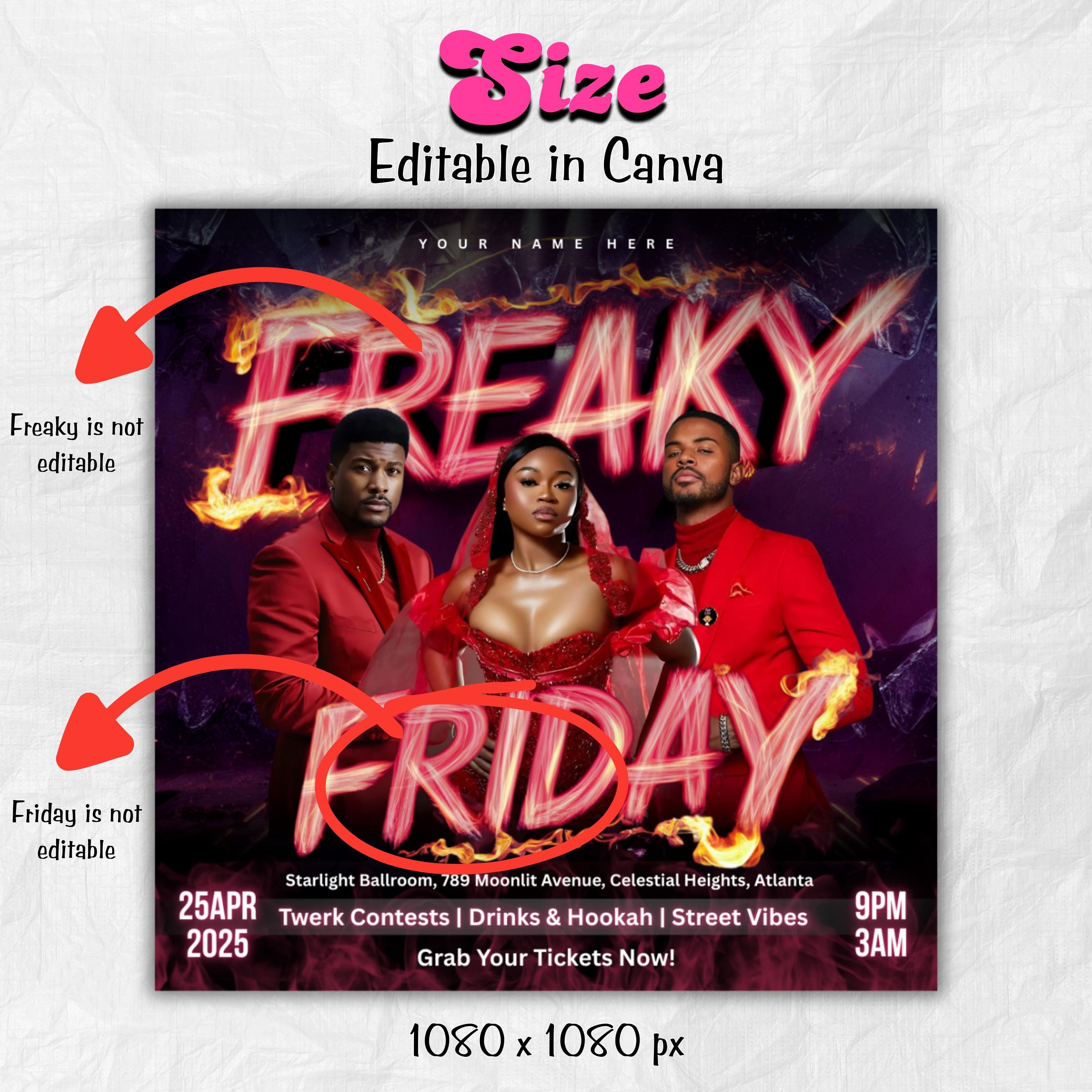 Freaky Friday Party Flyer, Editable Friday party Flyer, DJ Nightclub Party, Adult Party Flyer, Social Media Canva Template, Instant download