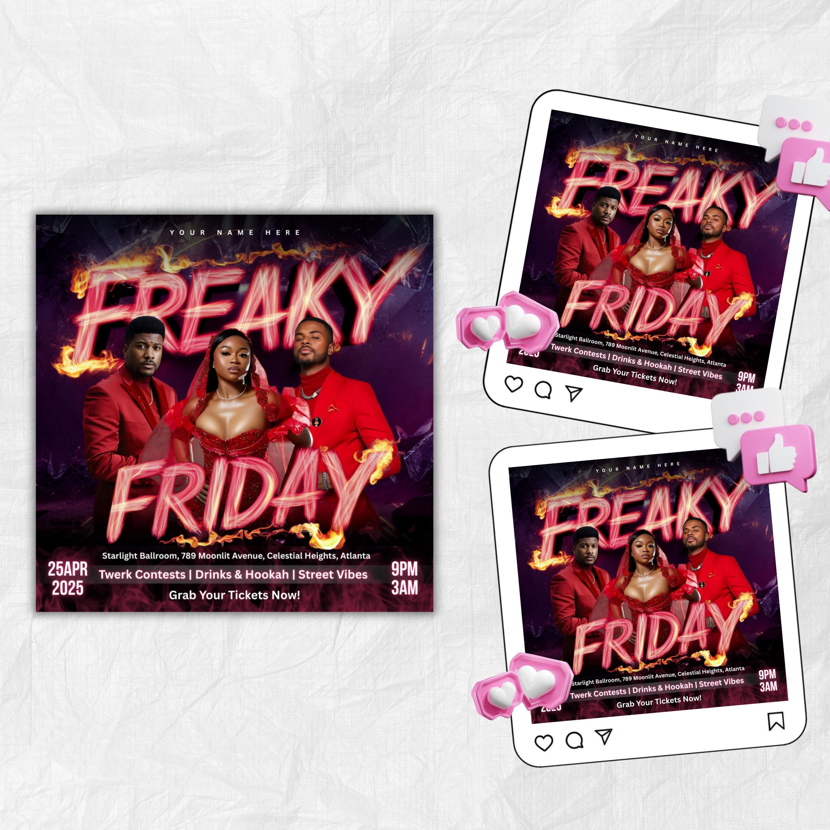 Freaky Friday Party Flyer, Editable Friday party Flyer, DJ Nightclub Party, Adult Party Flyer, Social Media Canva Template, Instant download