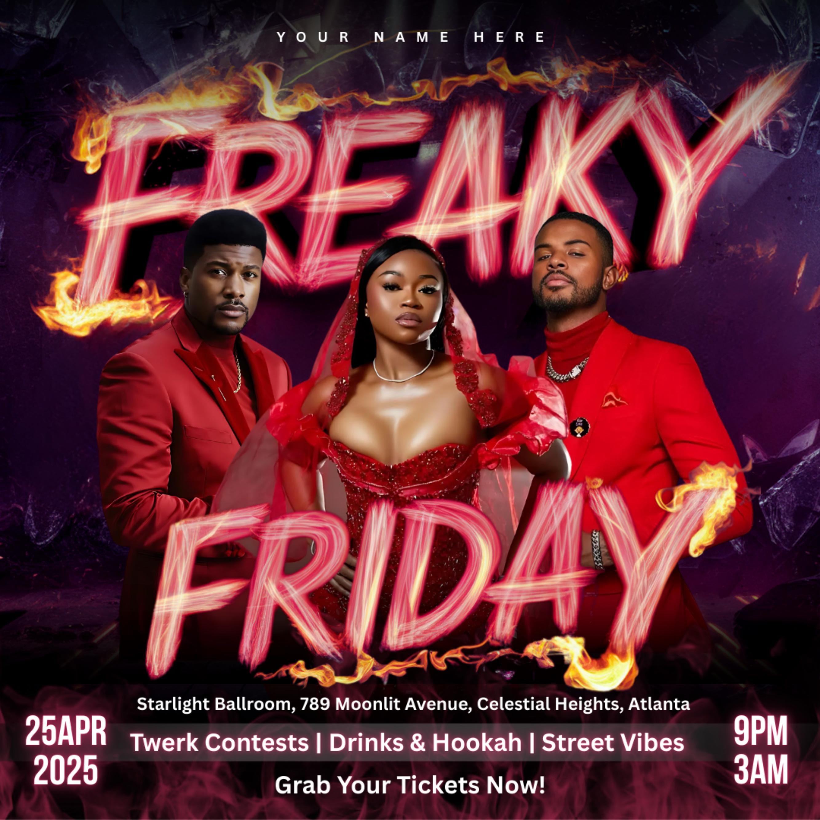 Freaky Friday Party Flyer, Editable Friday party Flyer, DJ Nightclub Party, Adult Party Flyer, Social Media Canva Template, Instant download