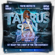 Taurus Season Party Flyer, Birthday Szn Flyer, Taurus Invitation Flyer, Taurus Birthday Event, Social Media Flyer, Premade Flyer Template
