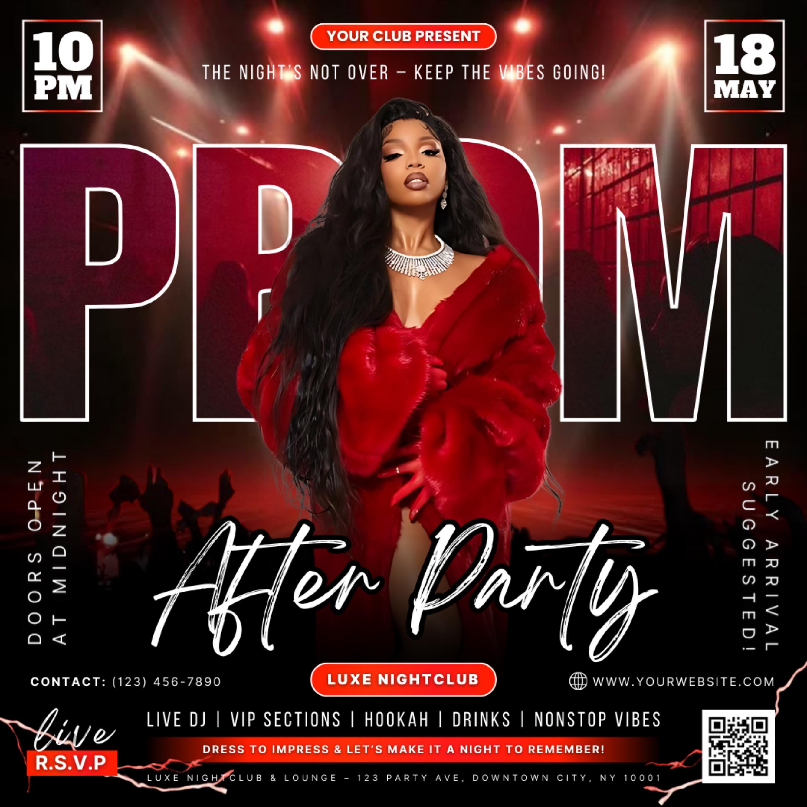 Prom After Party Flyer, College School After Party, Prom Season Flyer, Prom Party Invite, Prom Send Off Party Invitation, Canva Template