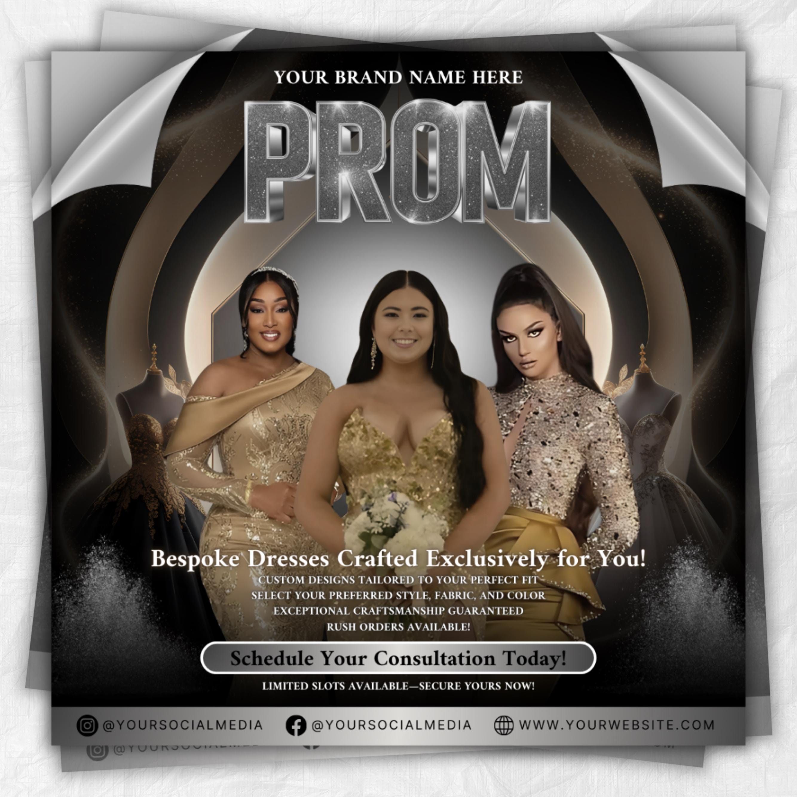 Prom Dress Flyer, Prom Flyer, Prom Flyer Template, Prom Dress flyer Template ,Prom Fashion Flyer,Prom Party Celebration Flyer Canva Template