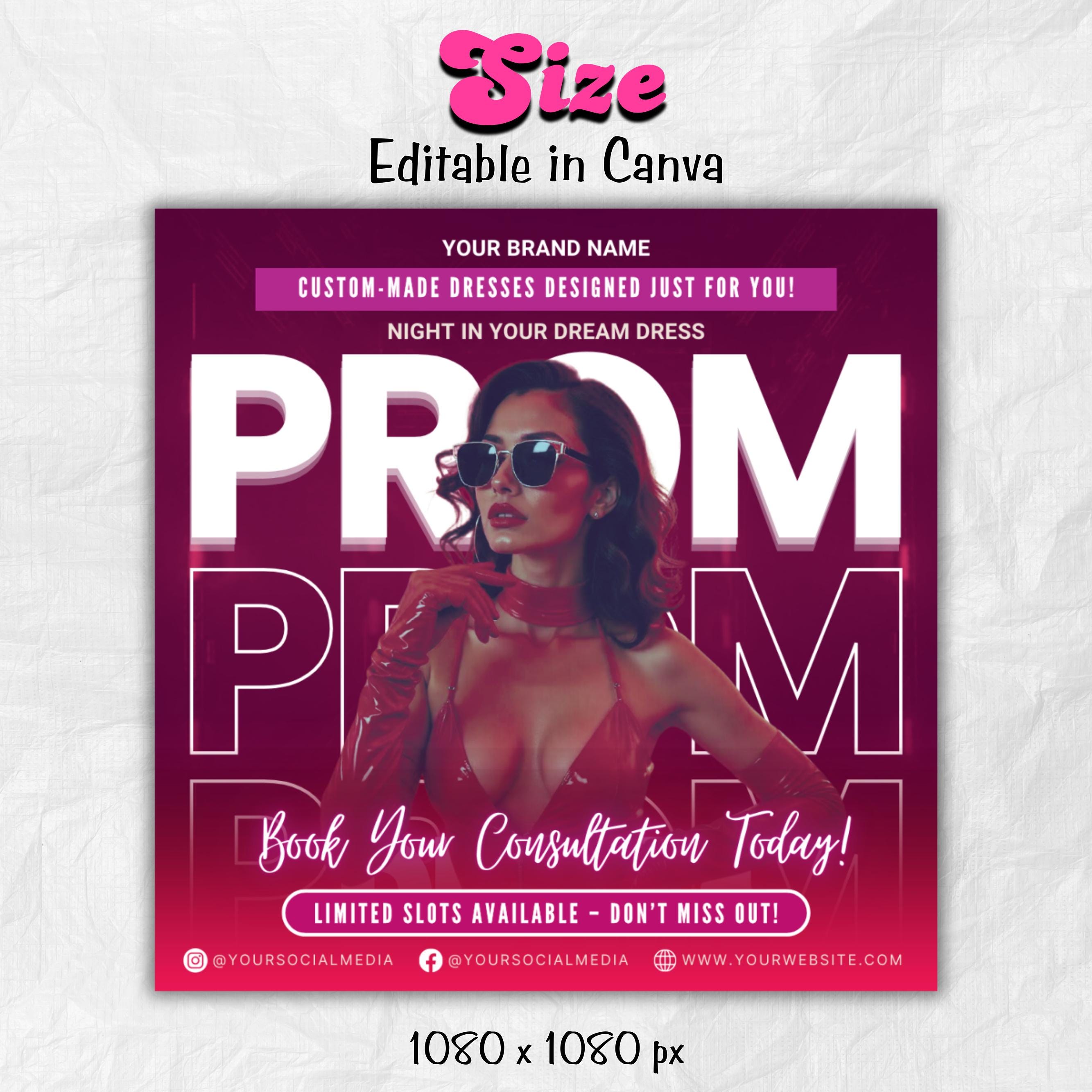 Prom Dress Flyer, Prom Flyer, Prom Flyer Template, Prom Dress flyer Template ,Prom Fashion Flyer,Prom Party Celebration Flyer Canva Template