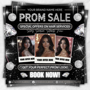 Prom Bookings Flyer, Prom Hair Flyer, Prom Queen MUA Flyer, Prom Flyer, Prom Hairstylist Nails Lashes Makeup MUA Flyer Braids Flyer Canva