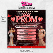 Prom Dress Flyer, Prom Flyer, Prom Flyer Template, Prom Dress flyer Template ,Prom Fashion Flyer,Prom Party Celebration Flyer Canva Template
