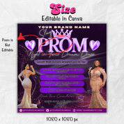 Prom Dress Flyer, Prom Flyer, Prom Flyer Template, Prom Dress flyer Template ,Prom Fashion Flyer,Prom Party Celebration Flyer Canva Template