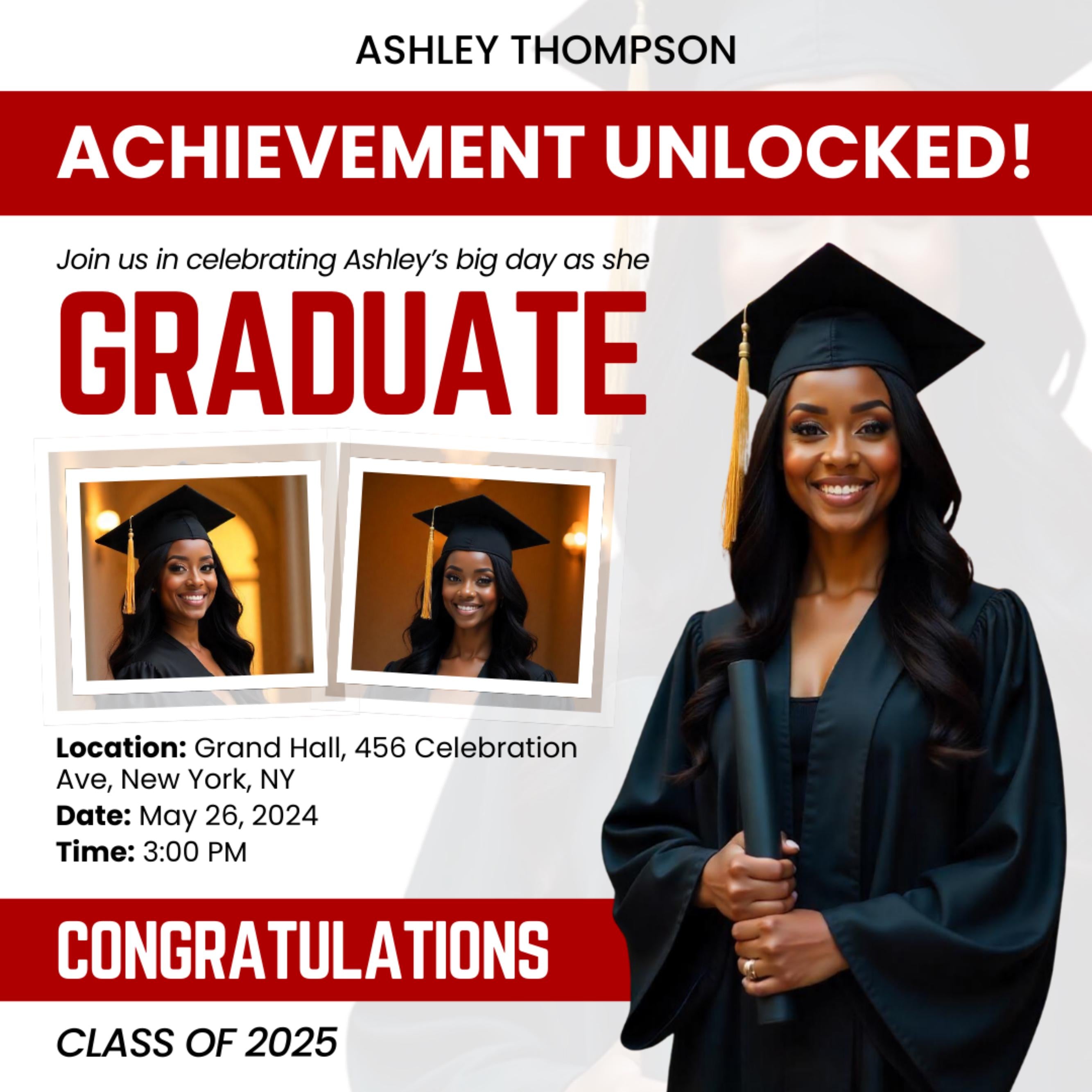 Graduate Flyer, Graduation Party, Graduation Invitation, Grad She Did It Party, Class Of 2025 Flyer, Grad Announcement Flyer, Canva Template