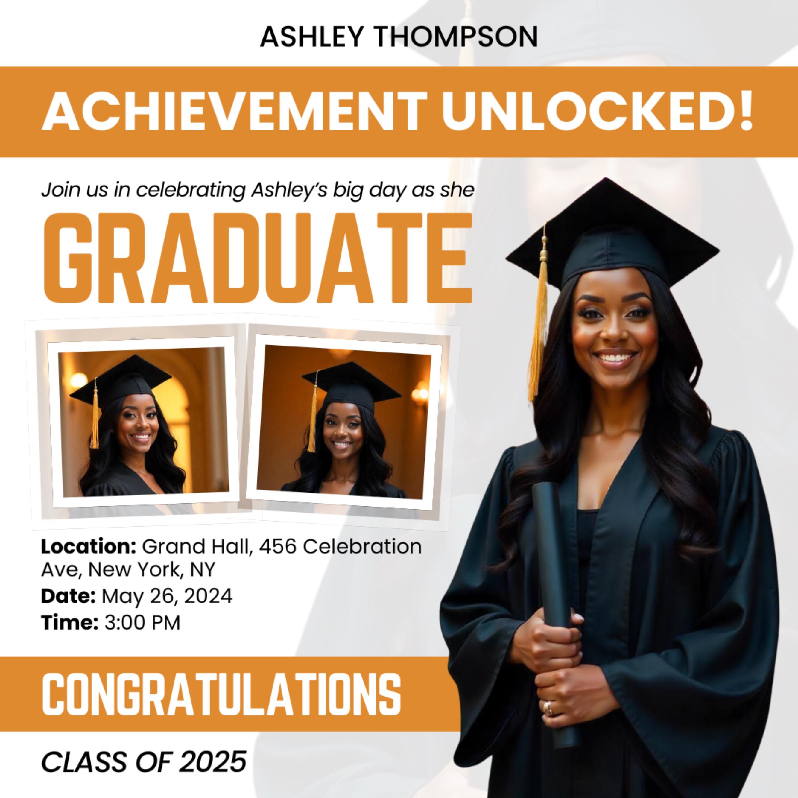 Graduate Flyer, Graduation Party, Graduation Invitation, Grad She Did It Party, Class Of 2025 Flyer, Grad Announcement Flyer, Canva Template