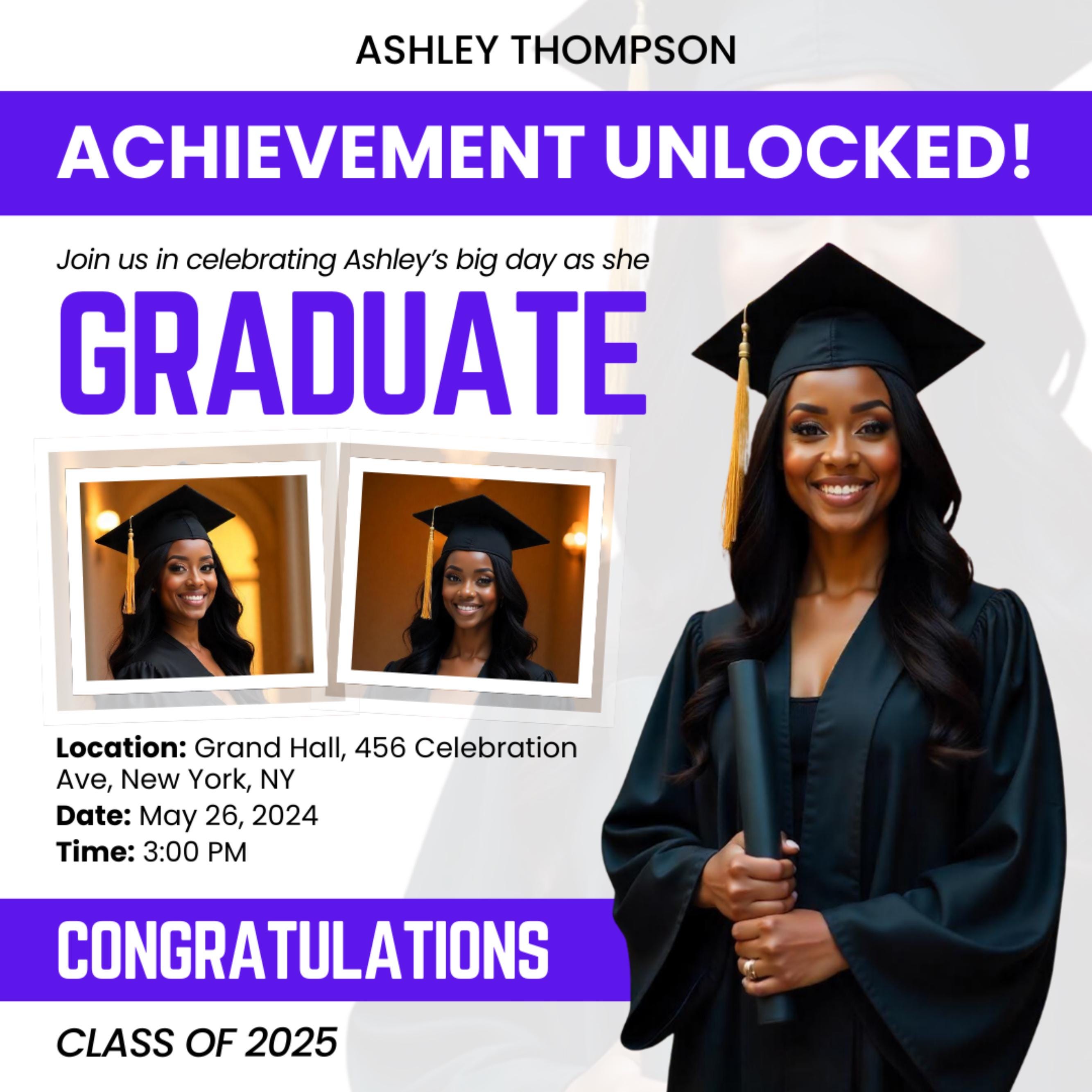 Graduate Flyer, Graduation Party, Graduation Invitation, Grad She Did It Party, Class Of 2025 Flyer, Grad Announcement Flyer, Canva Template