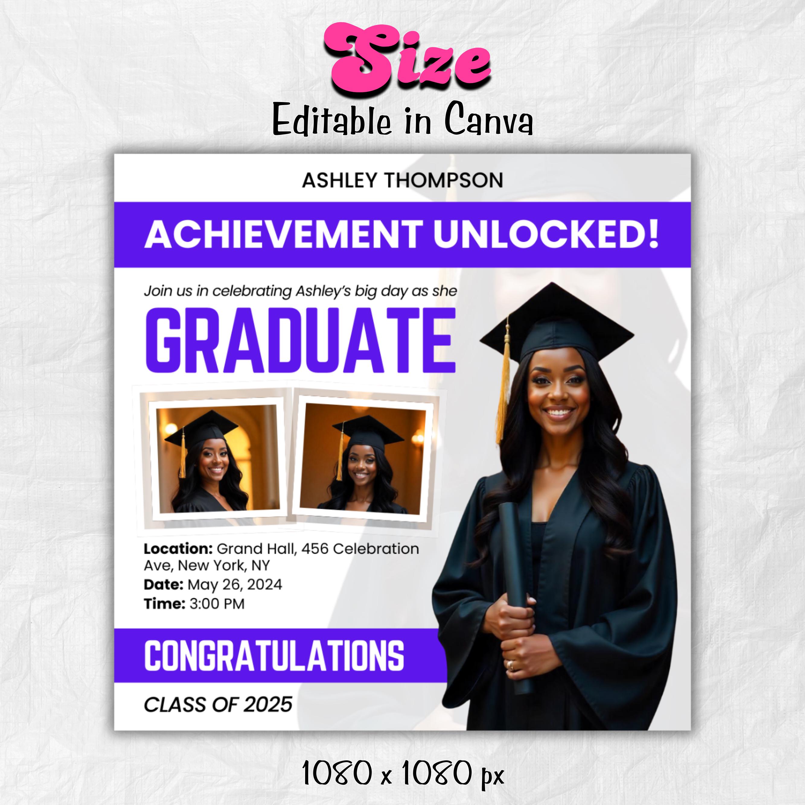 Graduate Flyer, Graduation Party, Graduation Invitation, Grad She Did It Party, Class Of 2025 Flyer, Grad Announcement Flyer, Canva Template