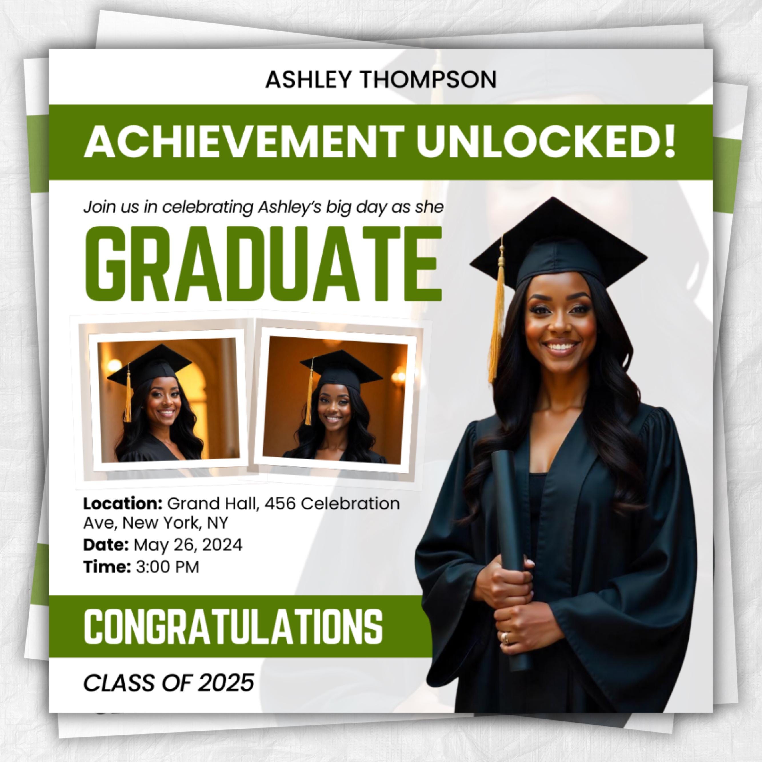 Graduate Flyer, Graduation Party, Graduation Invitation, Grad She Did It Party, Class Of 2025 Flyer, Grad Announcement Flyer, Canva Template