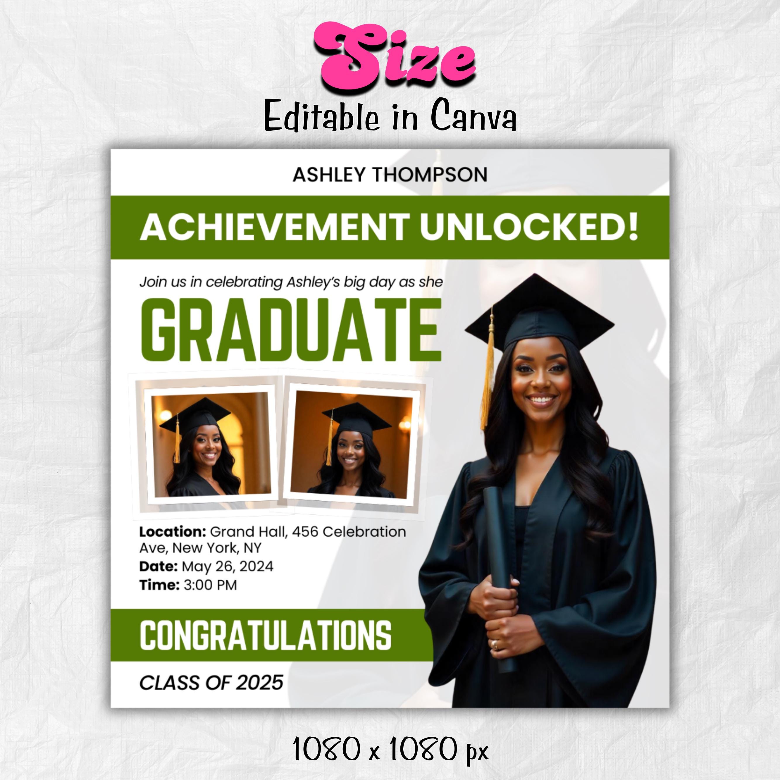 Graduate Flyer, Graduation Party, Graduation Invitation, Grad She Did It Party, Class Of 2025 Flyer, Grad Announcement Flyer, Canva Template