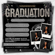 Graduation Photoshoot Flyer, Graduation Photos Flyer, Photographer Flyer, Grad Photo Shoot Flyer, Graduation Season Flyer, Canva Template,