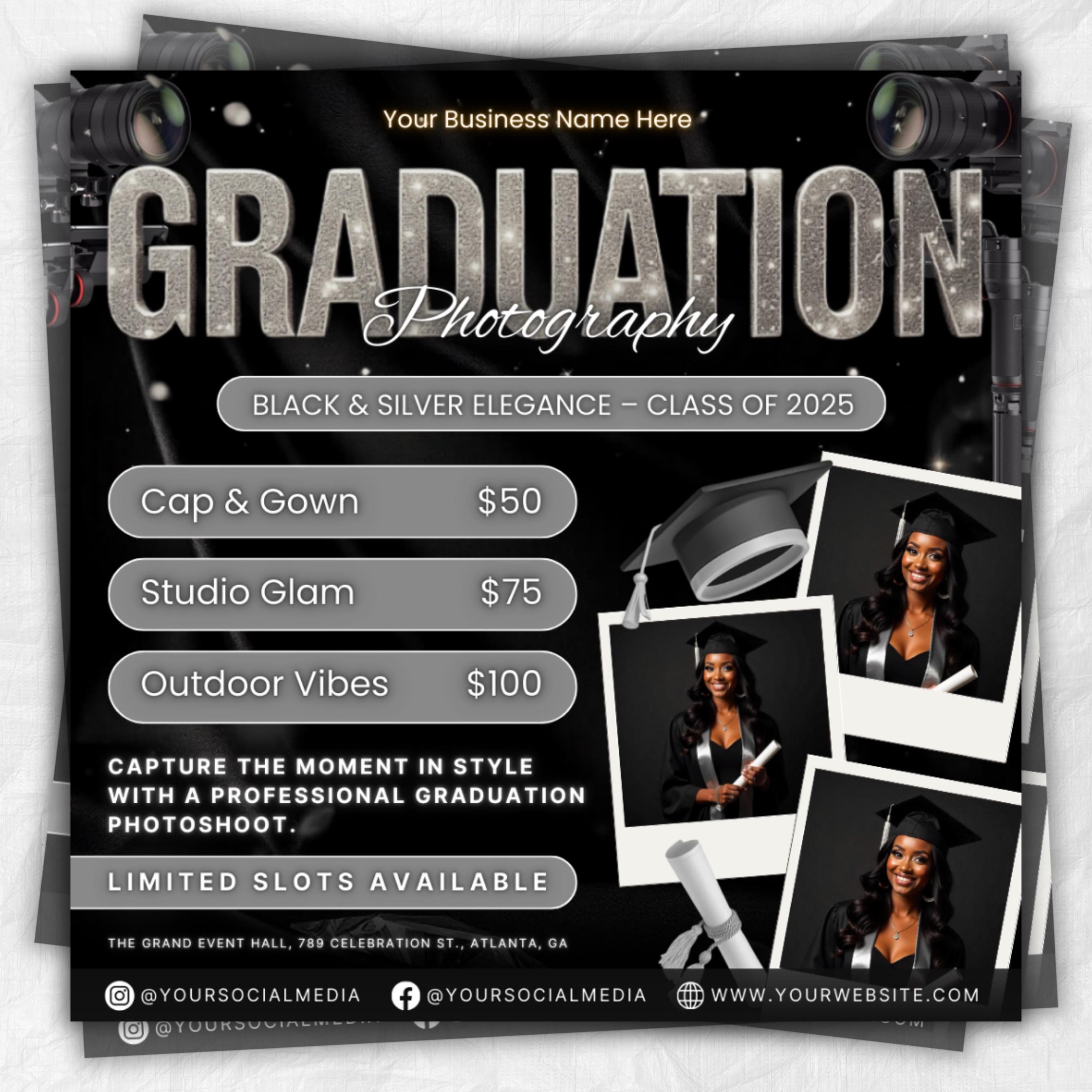 Graduation Photoshoot Flyer, Graduation Photos Flyer, Photographer Flyer, Grad Photo Shoot Flyer, Graduation Season Flyer, Canva Template,