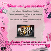 Whiskey Party Flyer, Night Club Flyer, DJ Party Invitation, Drink Party Flyer, Saturday party, Canva Editable Template, Instant Download