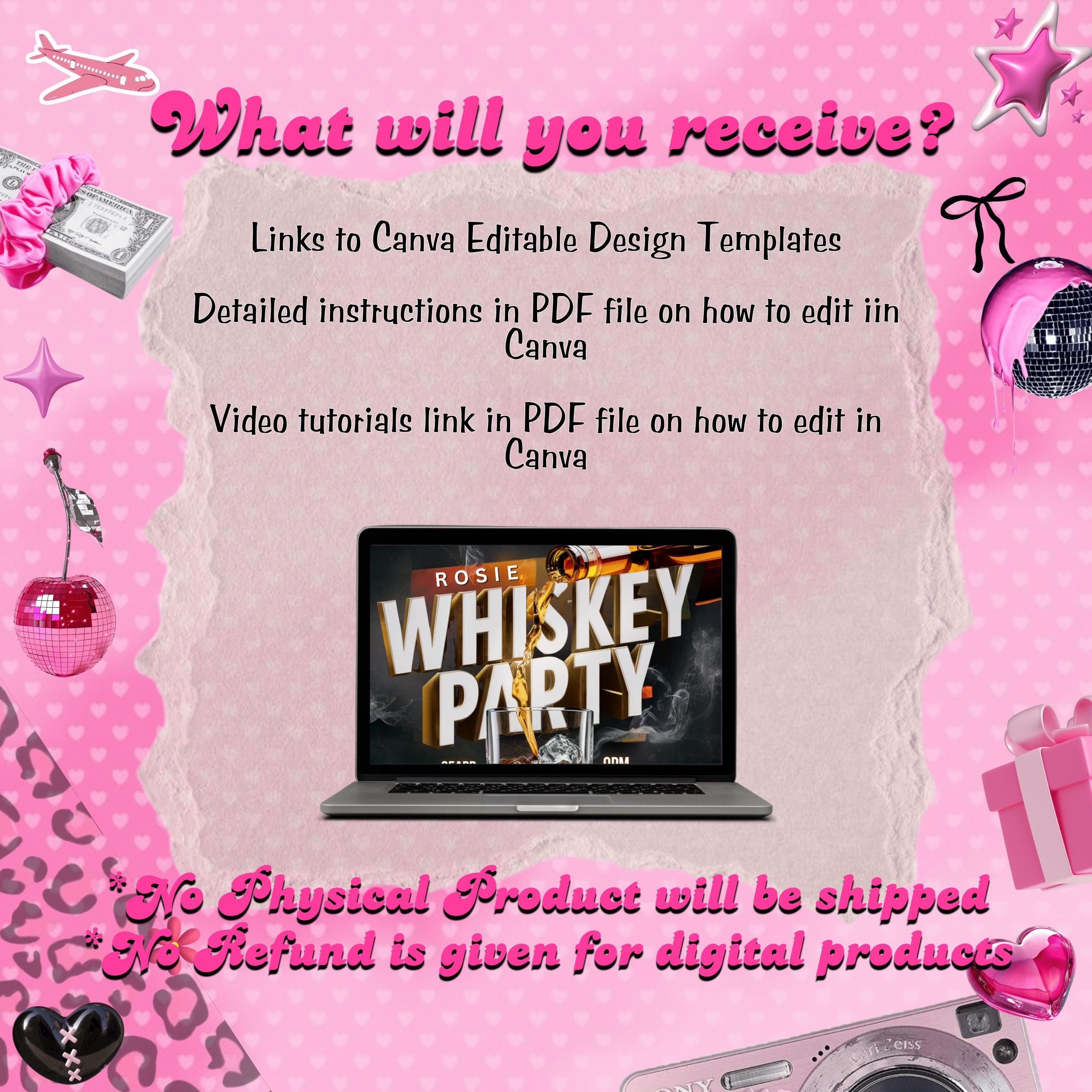 Whiskey Party Flyer, Night Club Flyer, DJ Party Invitation, Drink Party Flyer, Saturday party, Canva Editable Template, Instant Download