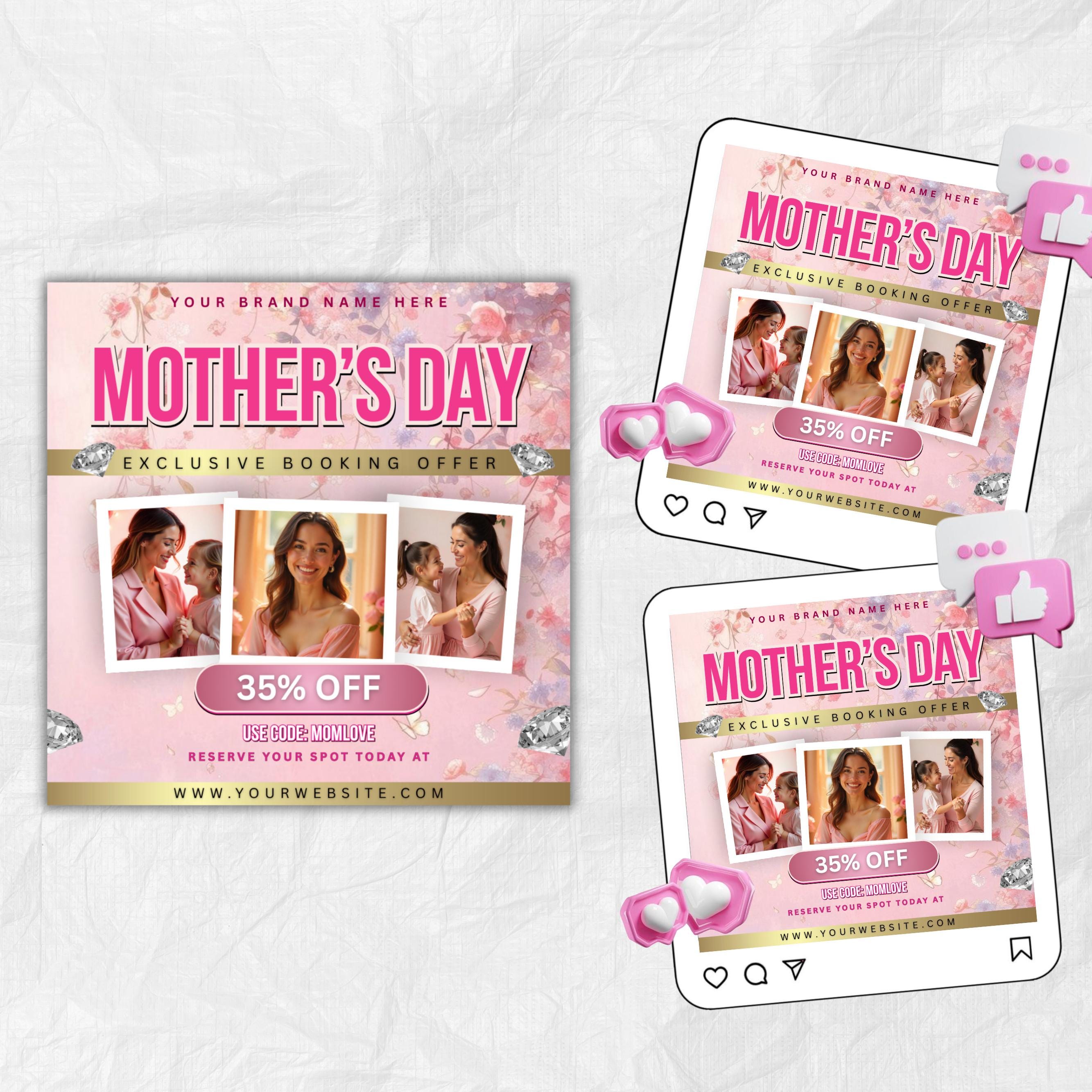 Mother's Day Booking Flyer, DIY Flyer Template, May Bookings flyer, Mother's Day Lash, May Wig, May Nails, May Braids Makeup Nails Lash