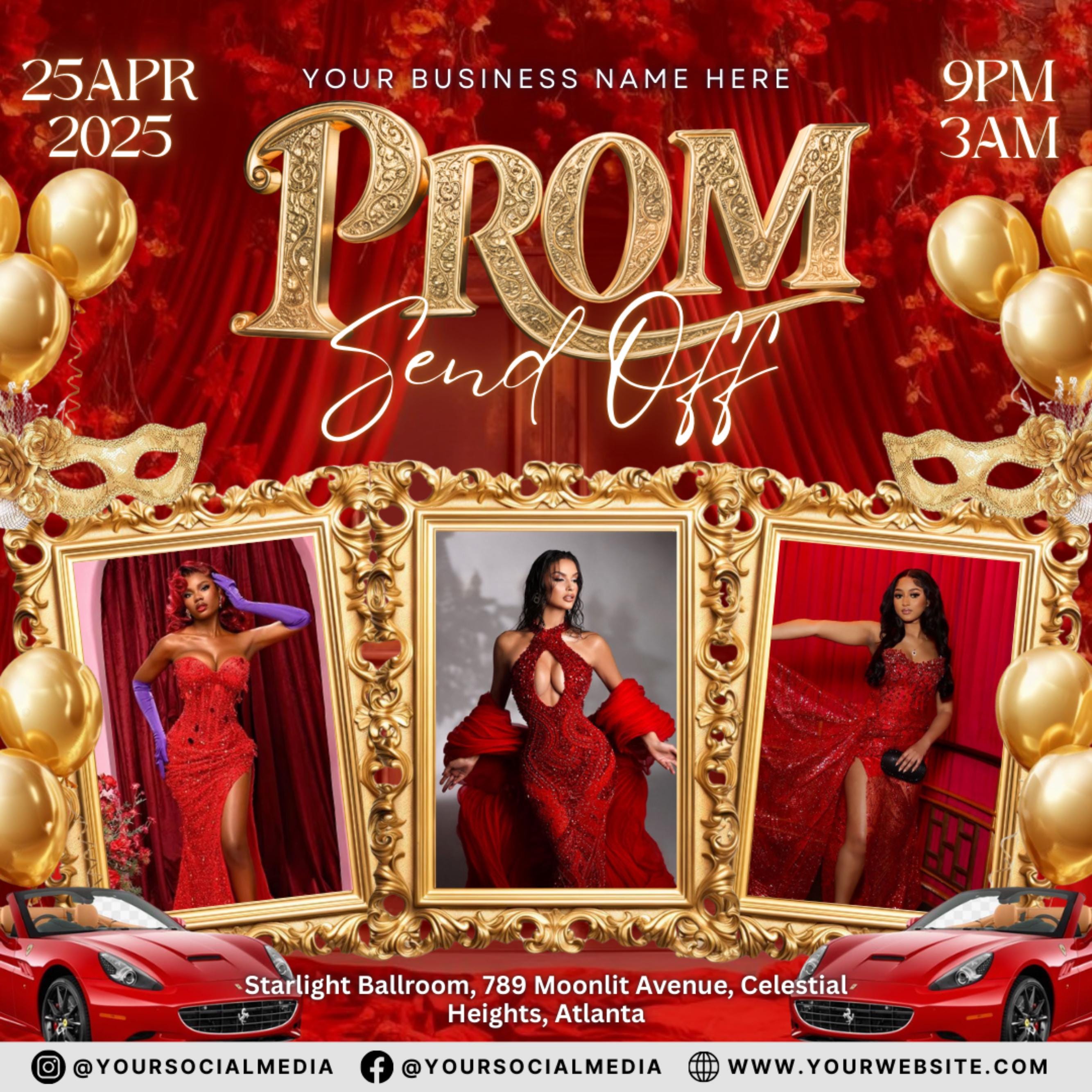 Prom Invitation, Prom Send Off Flyer, Prom Invitation Flyer, Prom Queen Flyer, Prom Sale Flyer, Prom Party Invite, Editable Canva Template