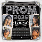 Prom Bookings Flyer, Prom Hair Flyer, Prom Queen MUA Flyer, Prom Flyer, Prom Hairstylist Nails Lashes Makeup MUA Flyer Braids Flyer Canva