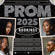 Prom Bookings Flyer, Prom Hair Flyer, Prom Queen MUA Flyer, Prom Flyer, Prom Hairstylist Nails Lashes Makeup MUA Flyer Braids Flyer Canva
