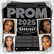 Prom Bookings Flyer, Prom Hair Flyer, Prom Queen MUA Flyer, Prom Flyer, Prom Hairstylist Nails Lashes Makeup MUA Flyer Braids Flyer Canva