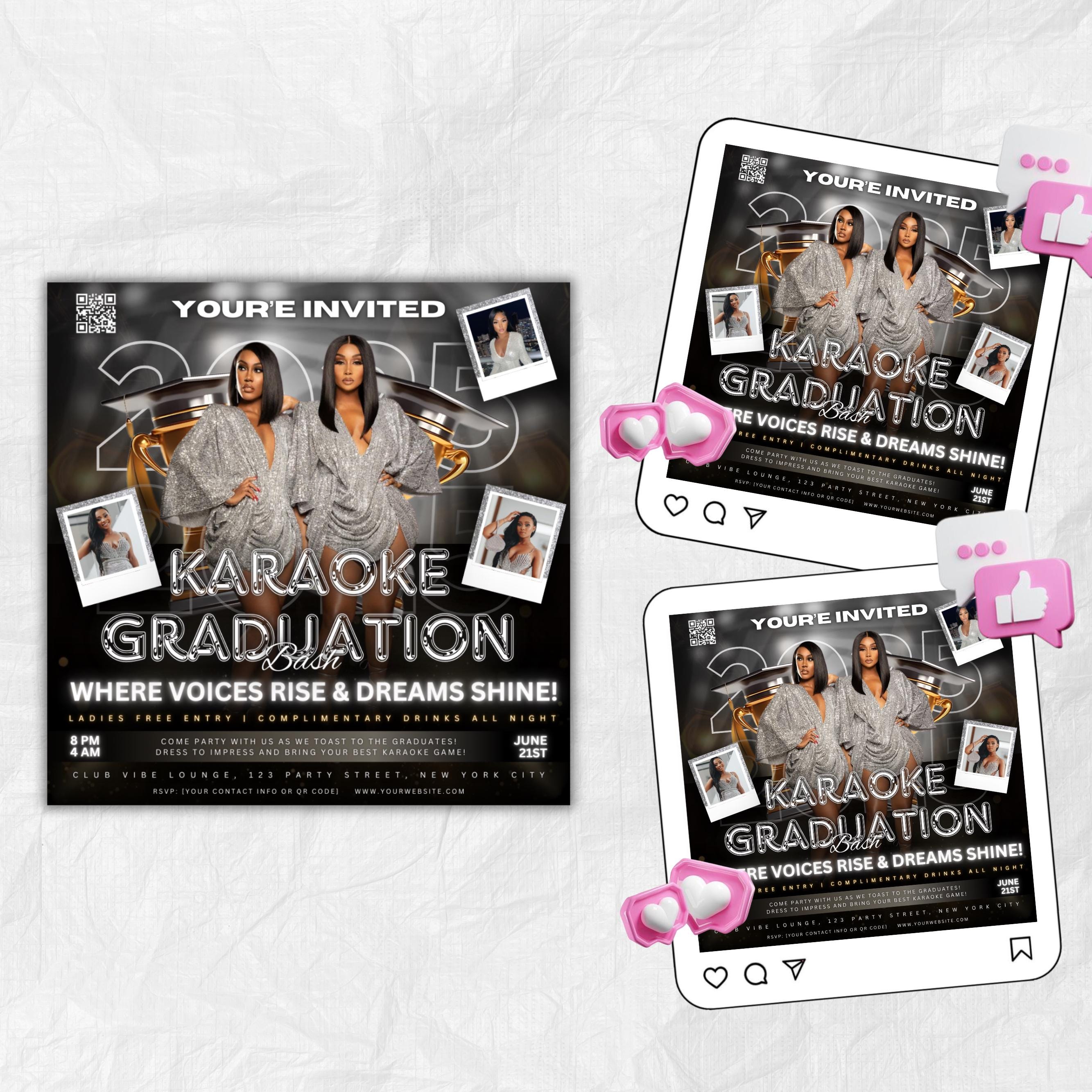 Graduation Party Flyer, Grad Party Invite, Class of 2025, Graduate Invitation, Grad Night Club Flyer, Diy Flyer Template Grad Canva Template