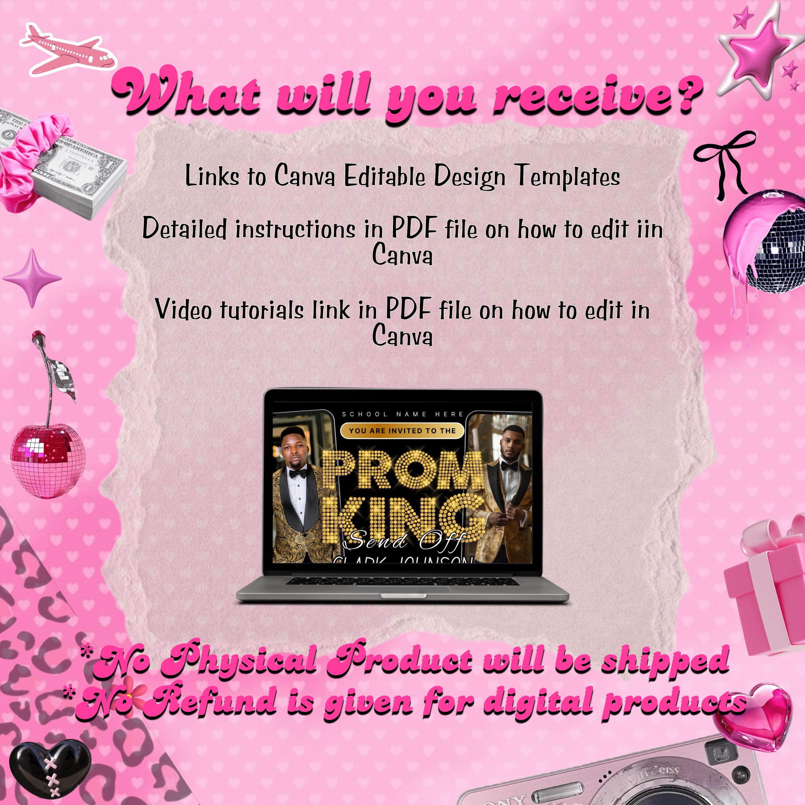 Vote for Prom King Flyer, Prom Send Off Flyer, Prom Invitation Flyer, Prom King Flyer, Graduation Flyer, Prom King Template, Canva Template