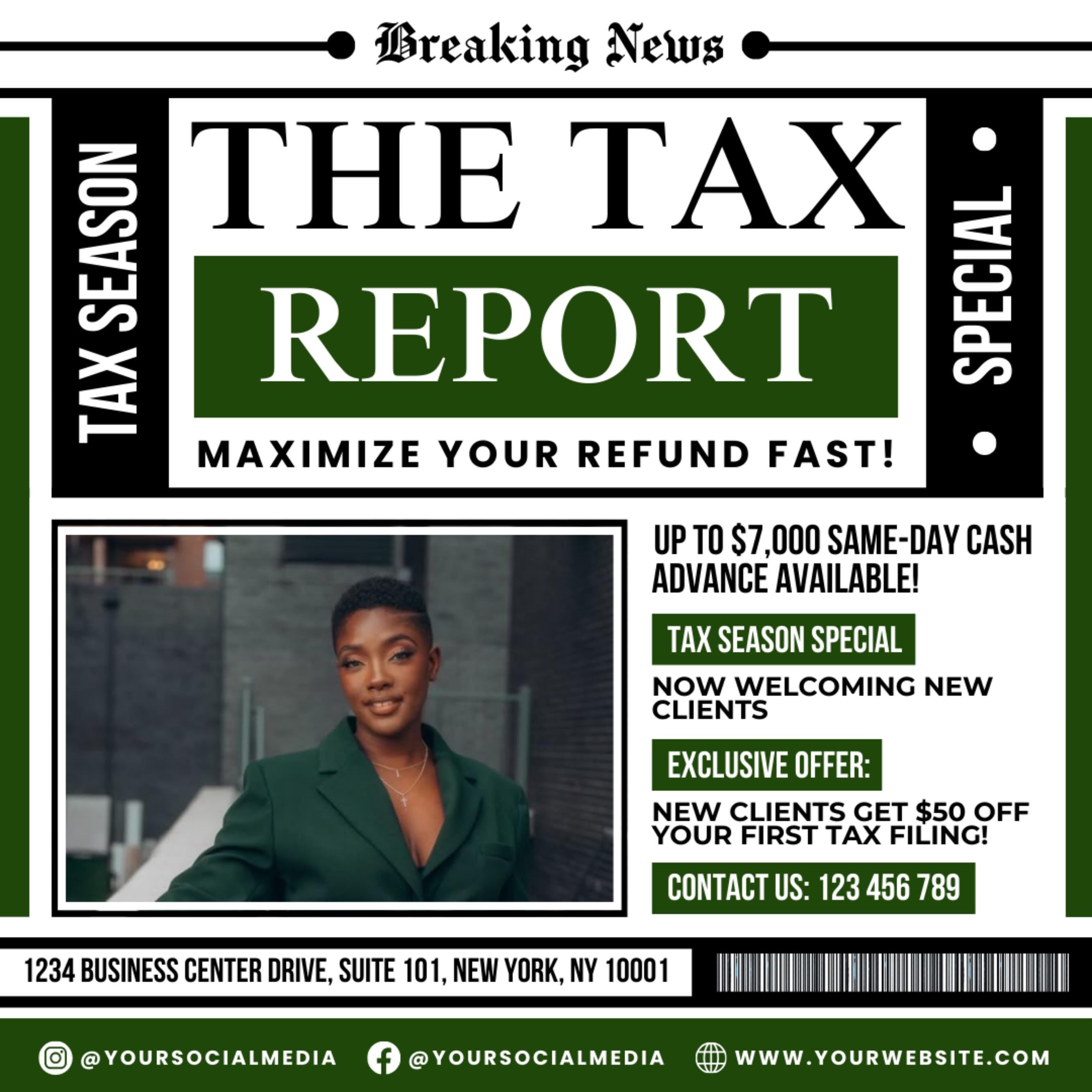 Tax Preparation Flyer, Tax Flyer, Tax Season, Tax Prep Season Flyer, Accountant Flyer, Tax Prep Instagram Template, Tax Preparation Flyer
