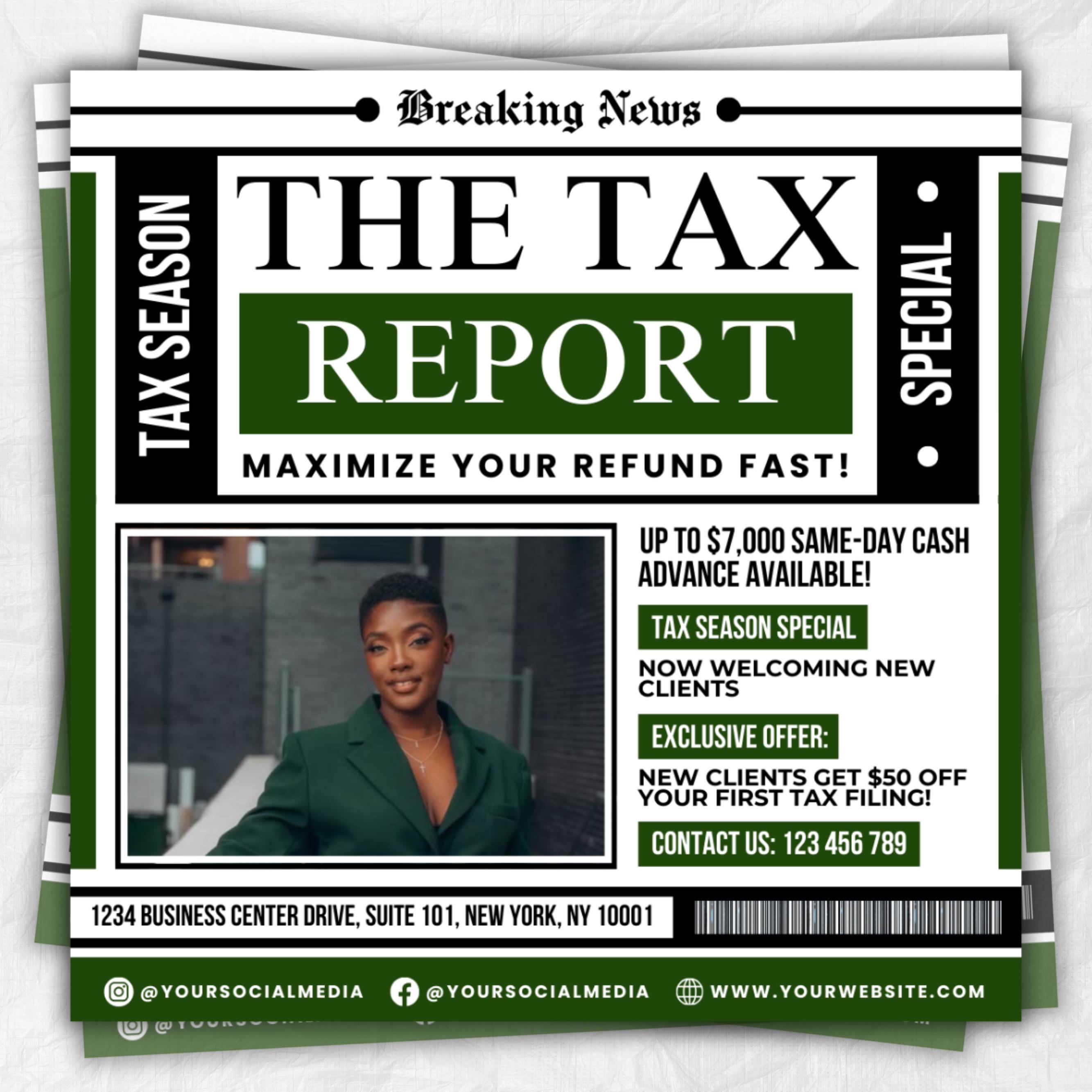 Tax Preparation Flyer, Tax Flyer, Tax Season, Tax Prep Season Flyer, Accountant Flyer, Tax Prep Instagram Template, Tax Preparation Flyer