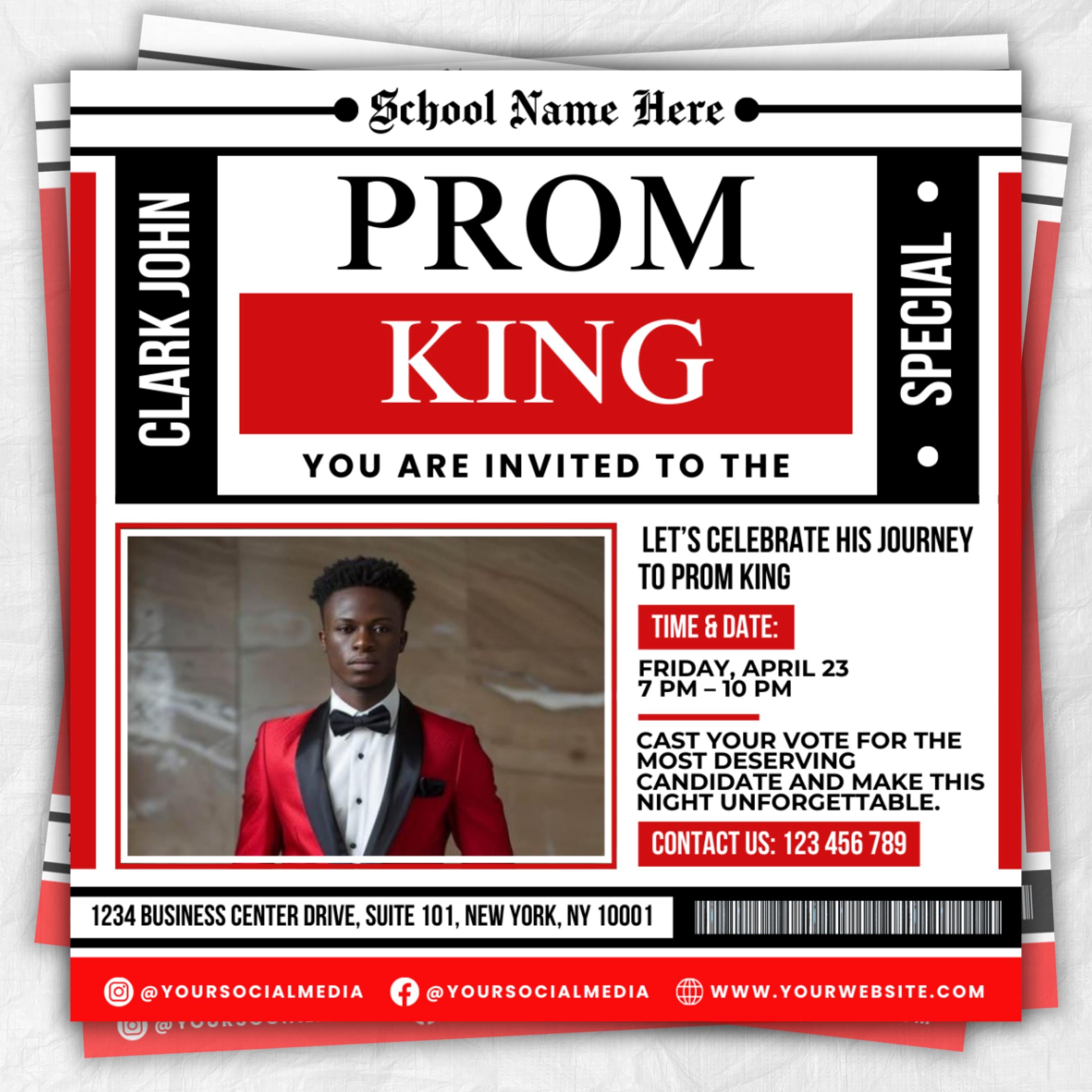 Vote for Prom King Flyer, Prom Send Off Flyer, Prom Invitation Flyer, Prom King Flyer, Graduation Flyer, Prom King Template, Canva Template
