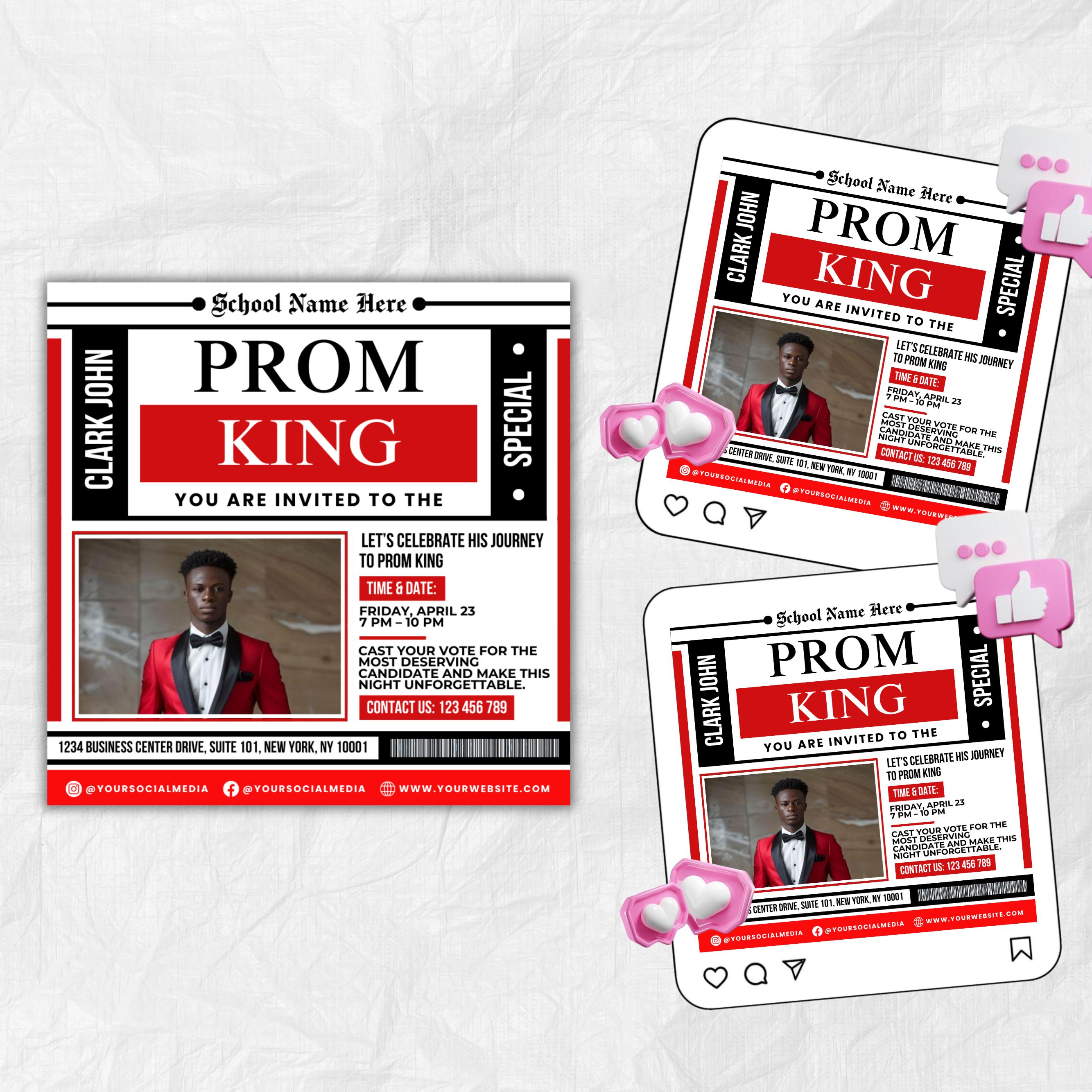 Vote for Prom King Flyer, Prom Send Off Flyer, Prom Invitation Flyer, Prom King Flyer, Graduation Flyer, Prom King Template, Canva Template