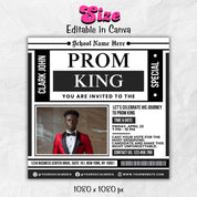 Vote for Prom King Flyer, Prom Send Off Flyer, Prom Invitation Flyer, Prom King Flyer, Graduation Flyer, Prom King Template, Canva Template