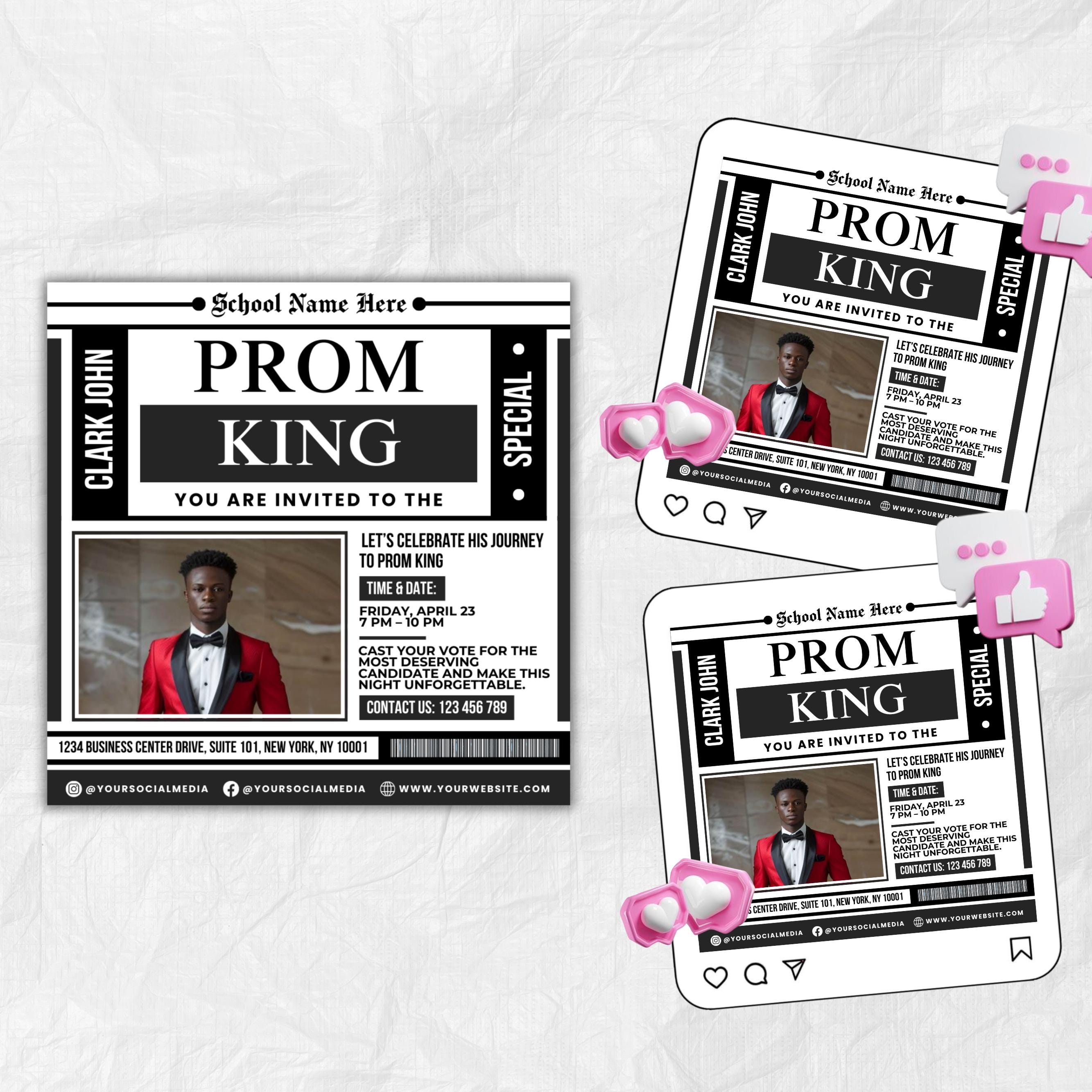 Vote for Prom King Flyer, Prom Send Off Flyer, Prom Invitation Flyer, Prom King Flyer, Graduation Flyer, Prom King Template, Canva Template