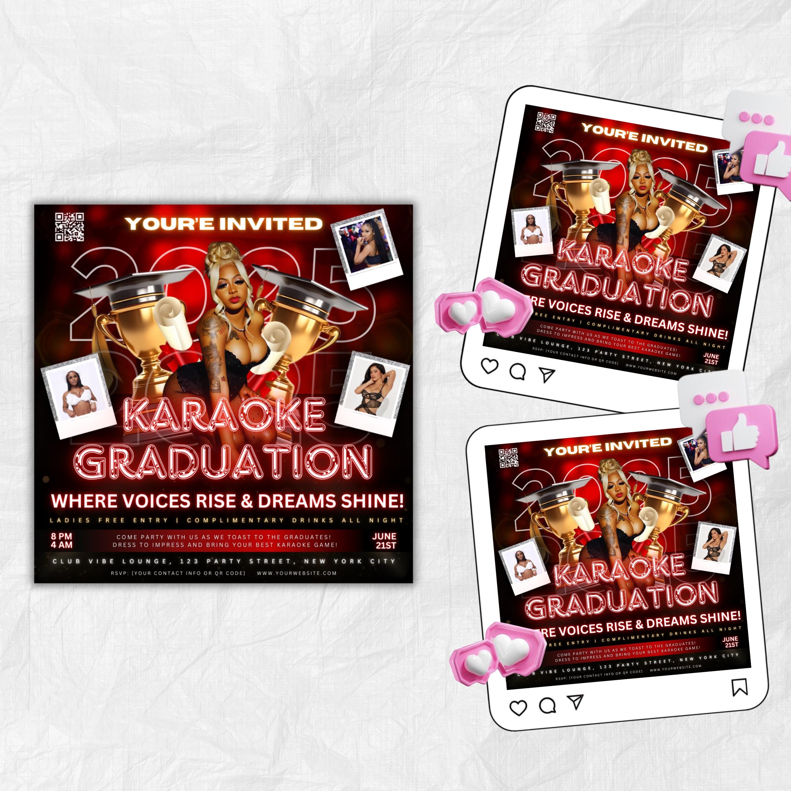 Graduation Party Flyer, Grad Party Invite, Class of 2025, Graduate Invitation, Grad Night Club Flyer, Diy Flyer Template Grad Canva Template