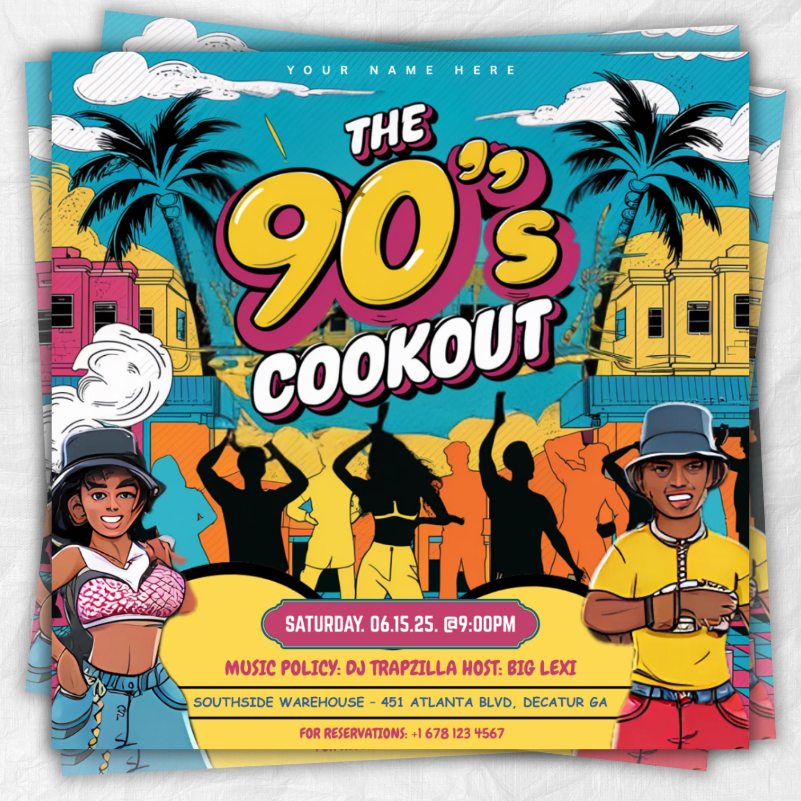 Freaknik Party Flyer, 90's Cookout Flyer, Nightclub Flyer, Pool Mansion Party, Summer Party Flyer, Splash Atl, Canva Editable Template