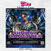 Sunday Hangover Party Flyer Template ,Sunday Party Flyer, Sunday Night Club Flyer, Club Party Flyer, Editable, Sunday Party Night Flyer