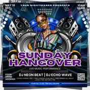 Sunday Hangover Party Flyer Template ,Sunday Party Flyer, Sunday Night Club Flyer, Club Party Flyer, Editable, Sunday Party Night Flyer