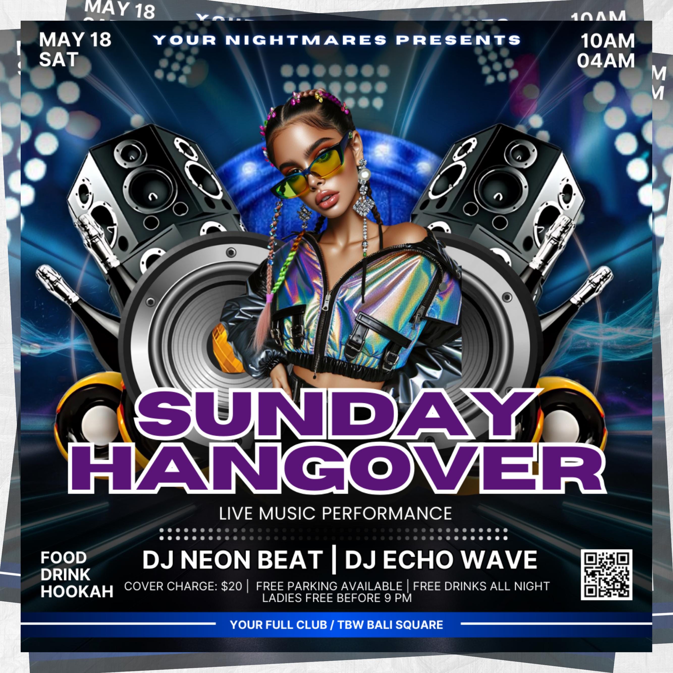 Sunday Hangover Party Flyer Template ,Sunday Party Flyer, Sunday Night Club Flyer, Club Party Flyer, Editable, Sunday Party Night Flyer