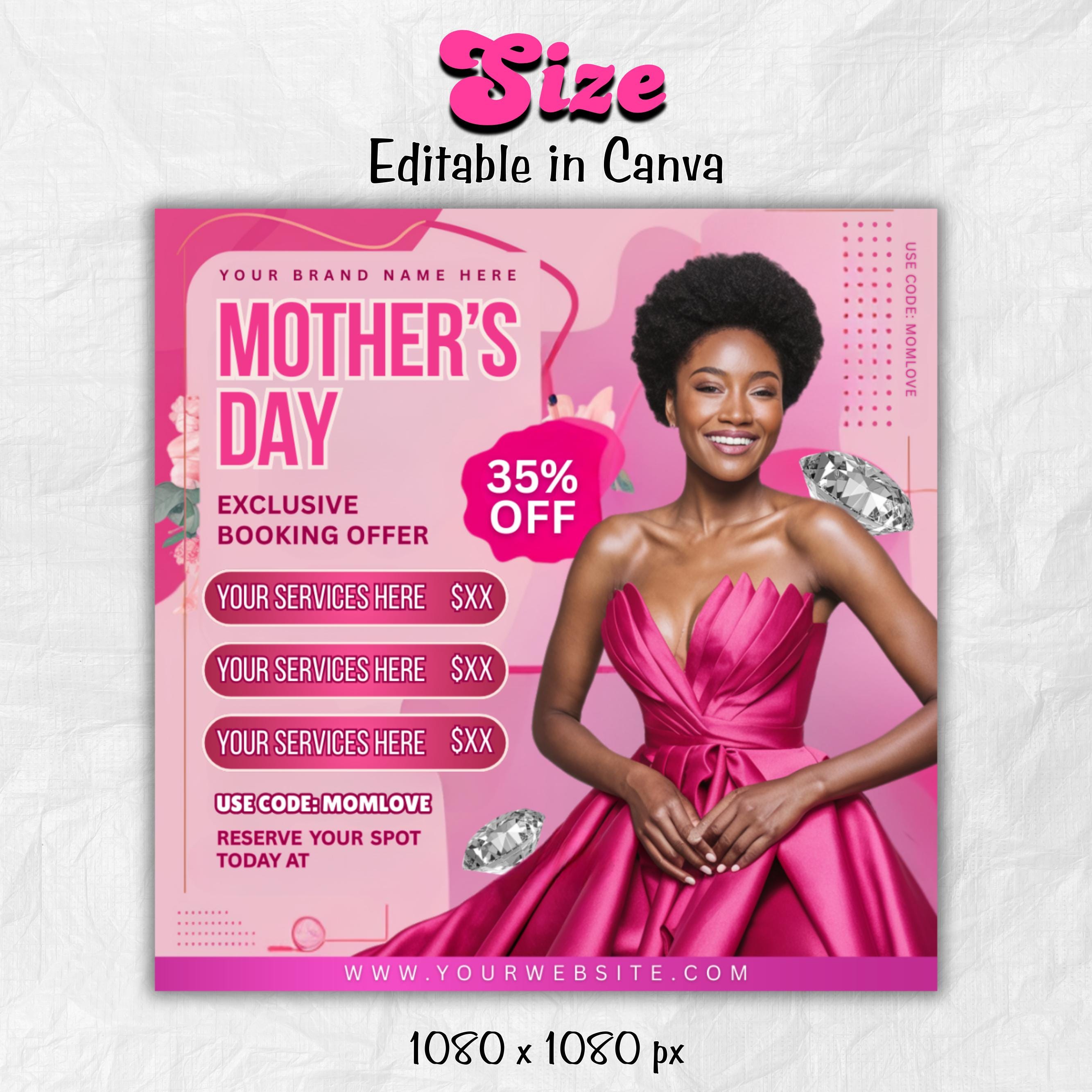 Mother's Day Booking Flyer, DIY Flyer Template, May Bookings flyer, Mother's Day Lash, May Wig, May Nails, May Braids Makeup Nails Lash