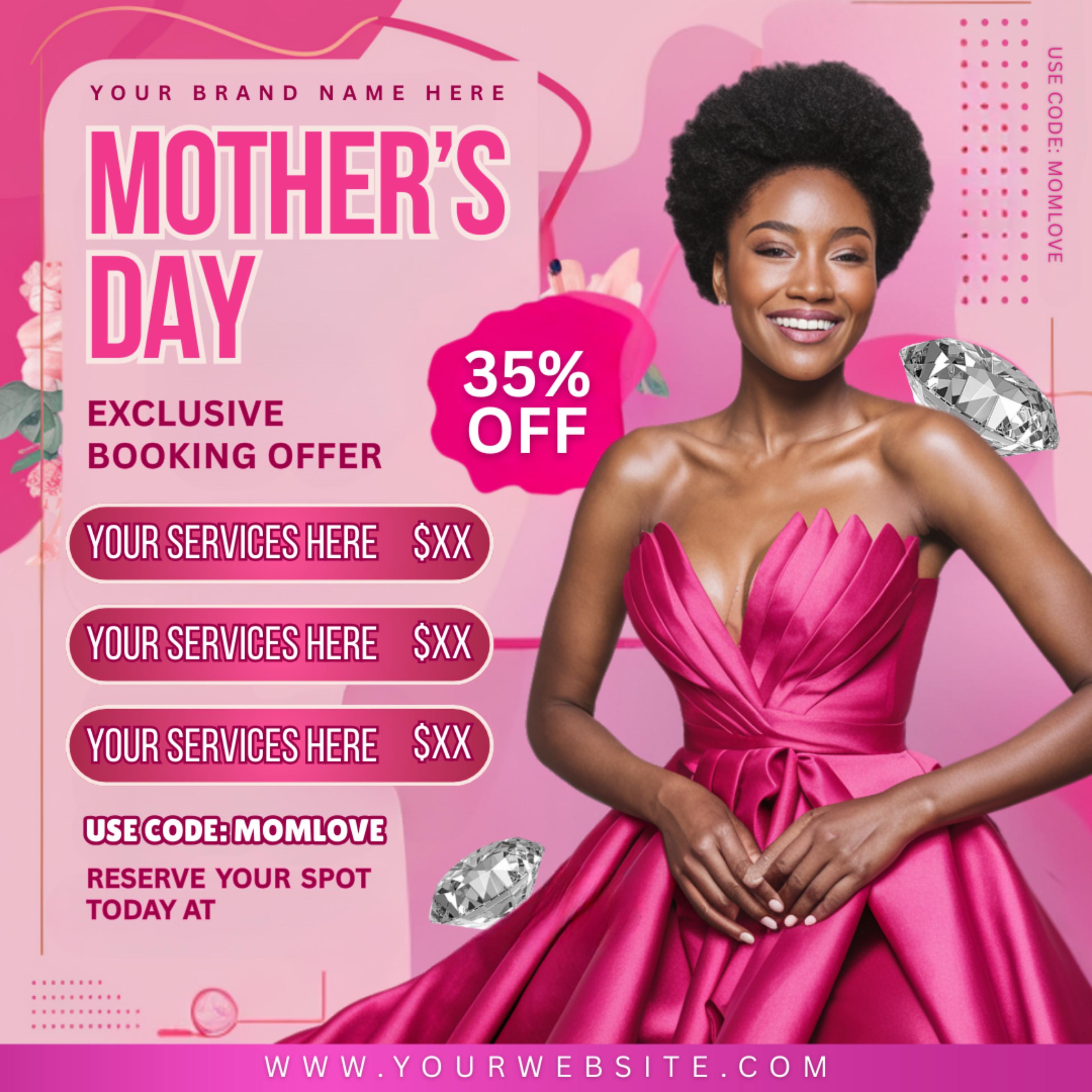 Mother's Day Booking Flyer, DIY Flyer Template, May Bookings flyer, Mother's Day Lash, May Wig, May Nails, May Braids Makeup Nails Lash