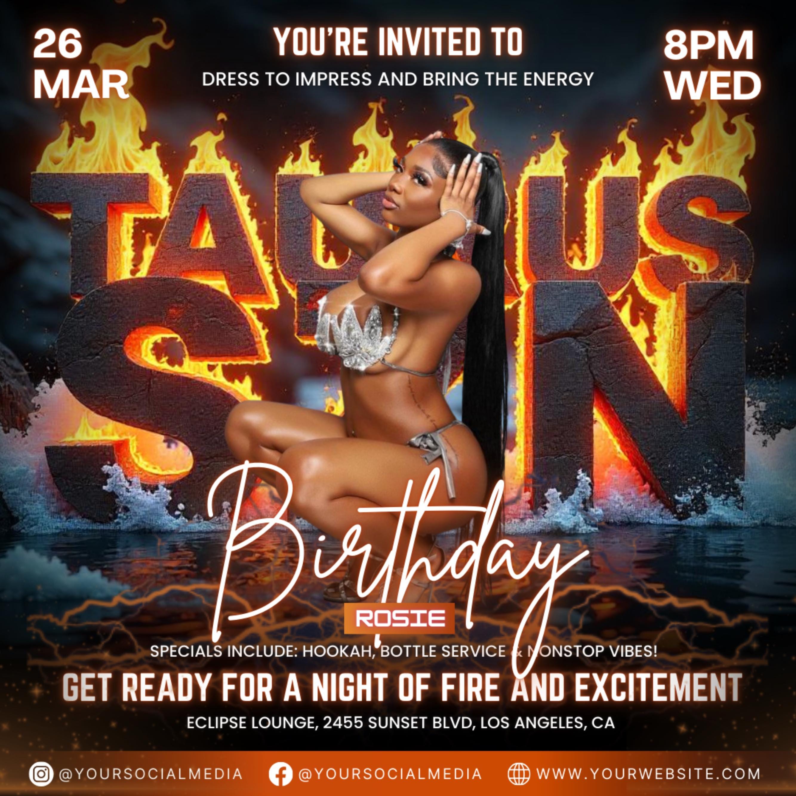Taurus Season Party Flyer bundle, Birthday Szn Flyer,Taurus Invitation Flyer Taurus Birthday Event,Social Media Flyer,Premade Flyer Template