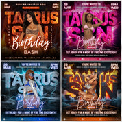Taurus Season Party Flyer bundle, Birthday Szn Flyer,Taurus Invitation Flyer Taurus Birthday Event,Social Media Flyer,Premade Flyer Template