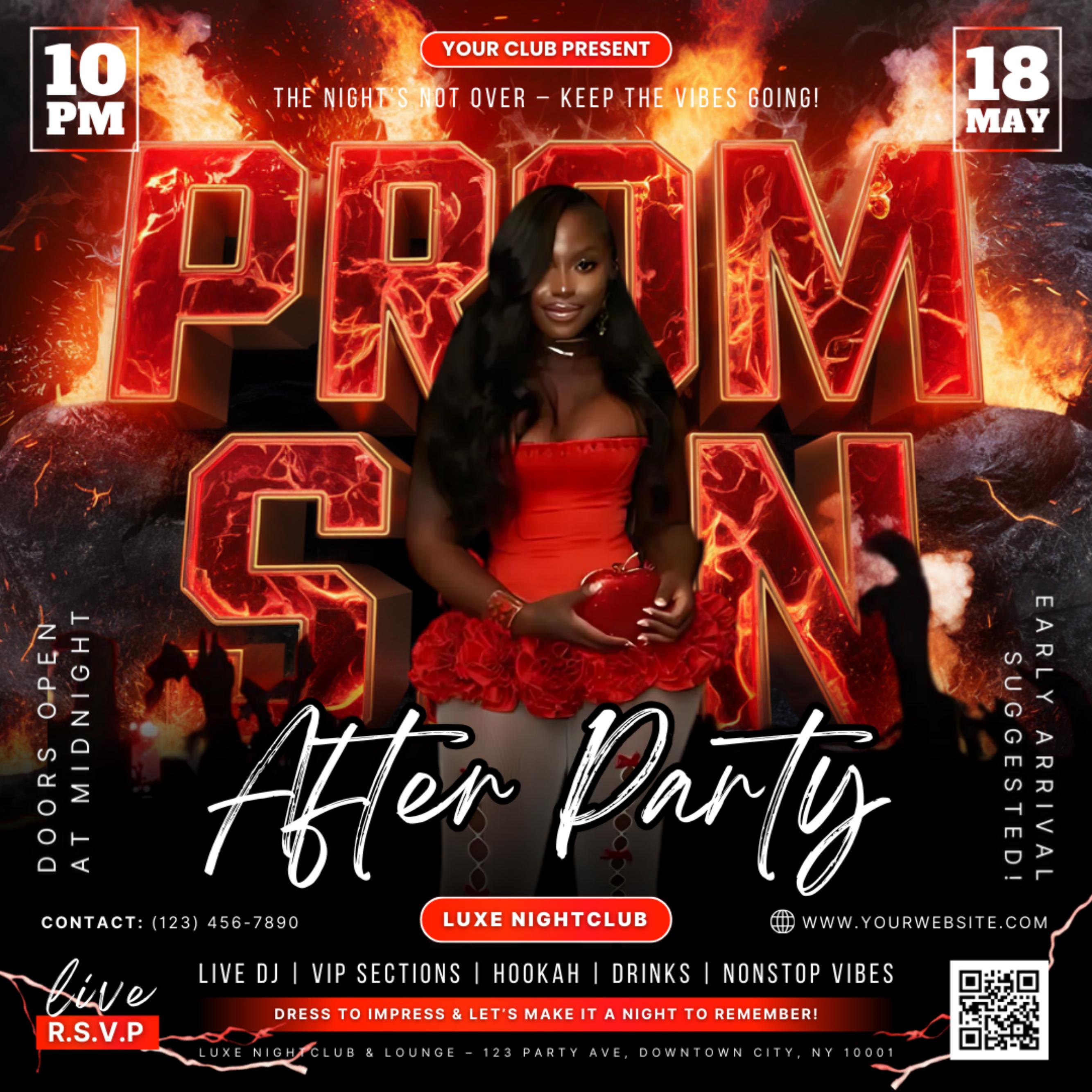 Prom After Party Flyer, College School After Party, Prom Season Flyer, Prom Party Invite, Prom Send Off Party Invitation, Canva Template