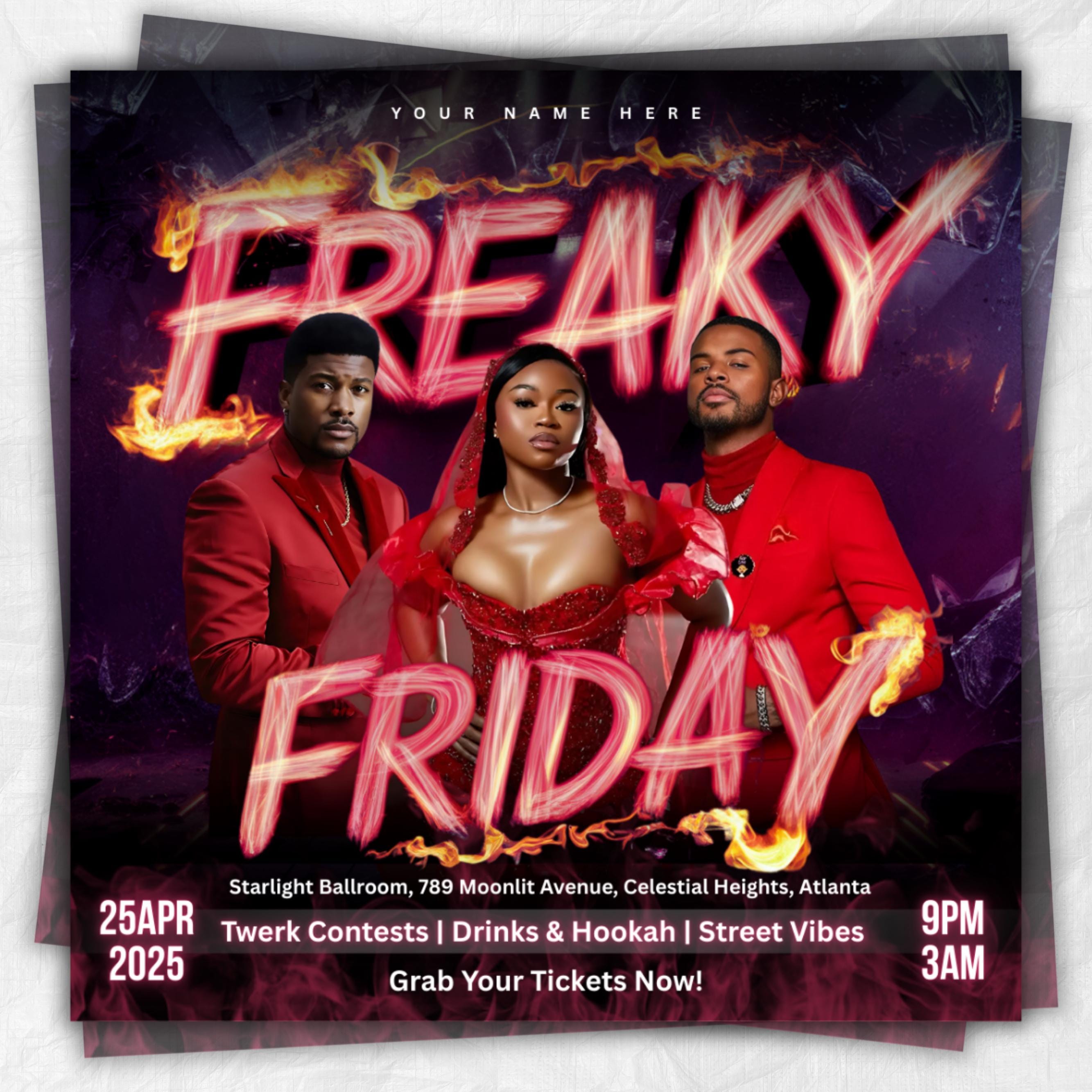 Freaky Friday Party Flyer, Editable Friday party Flyer, DJ Nightclub Party, Adult Party Flyer, Social Media Canva Template, Instant download