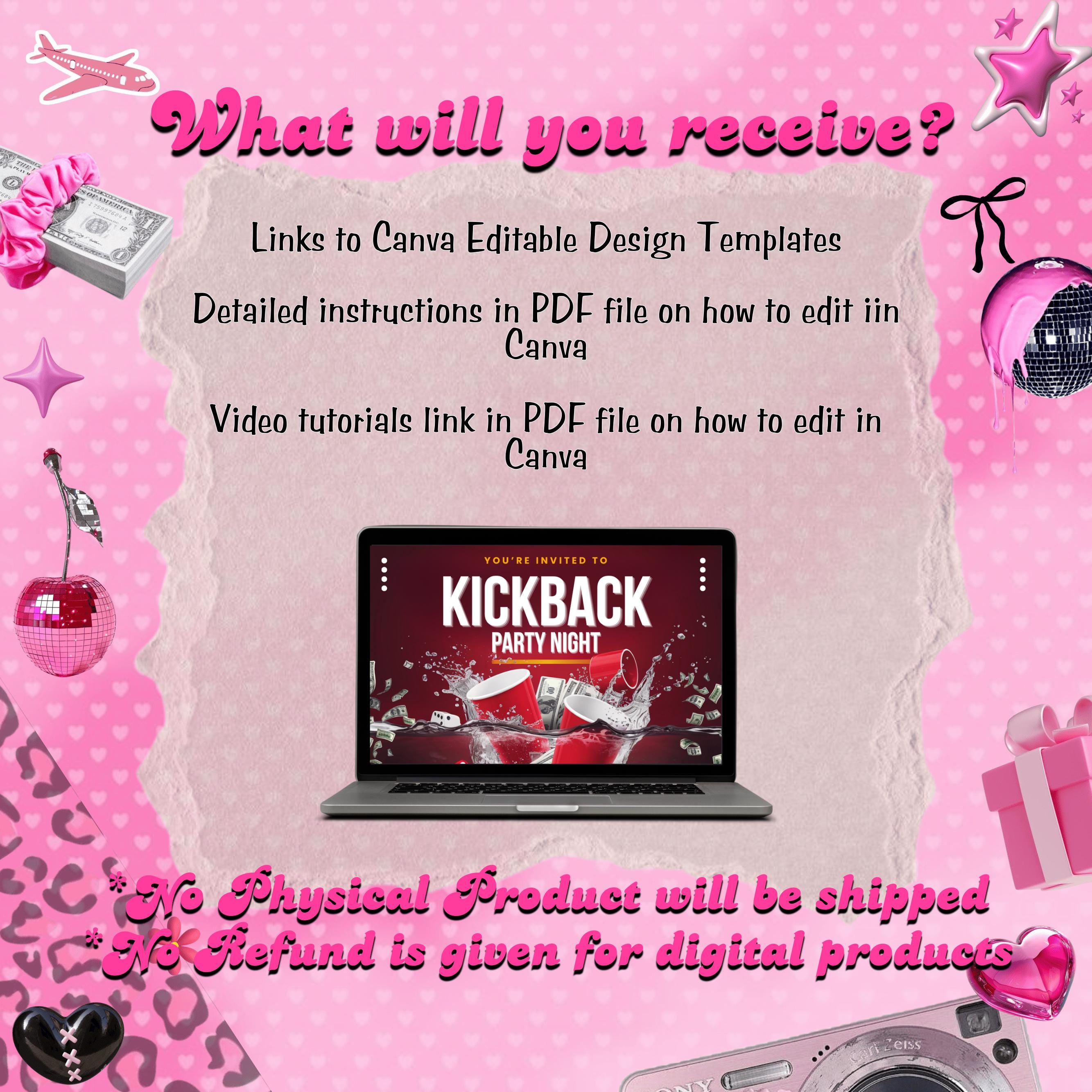 Kickback Party Flyer, Editable Kickback Club Flyer, Club DJ Party Invite, Event Flyer, Social Media Flyer, Canva Template, Instant Download